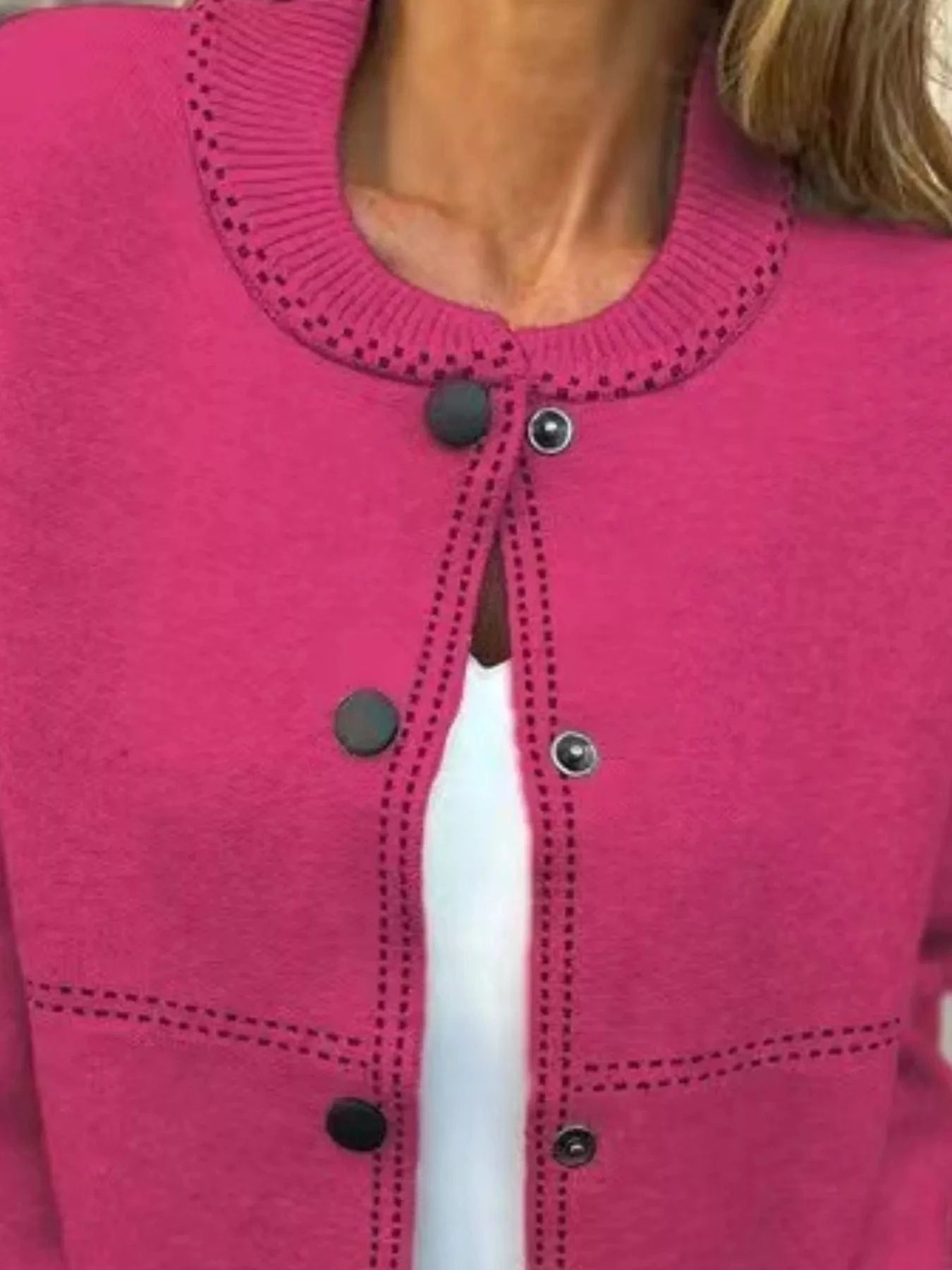 Full Size Button Up Long Sleeve Cardigan Plus Size - ShalayeFashion