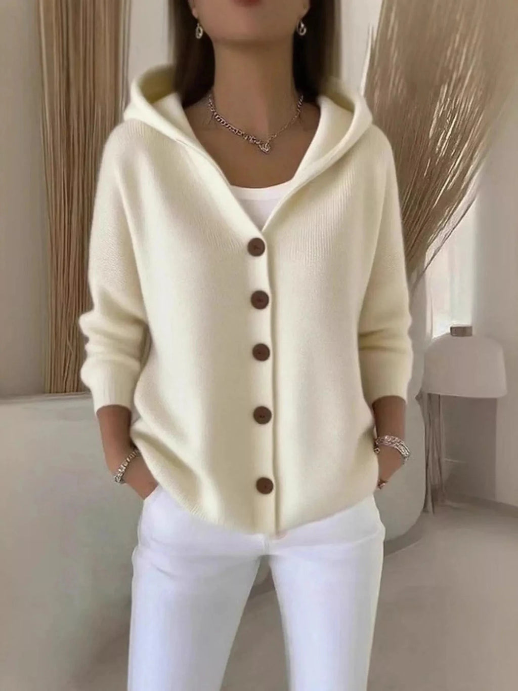 Full Size Button Up Long Sleeve Cardigan Plus Size - ShalayeFashion