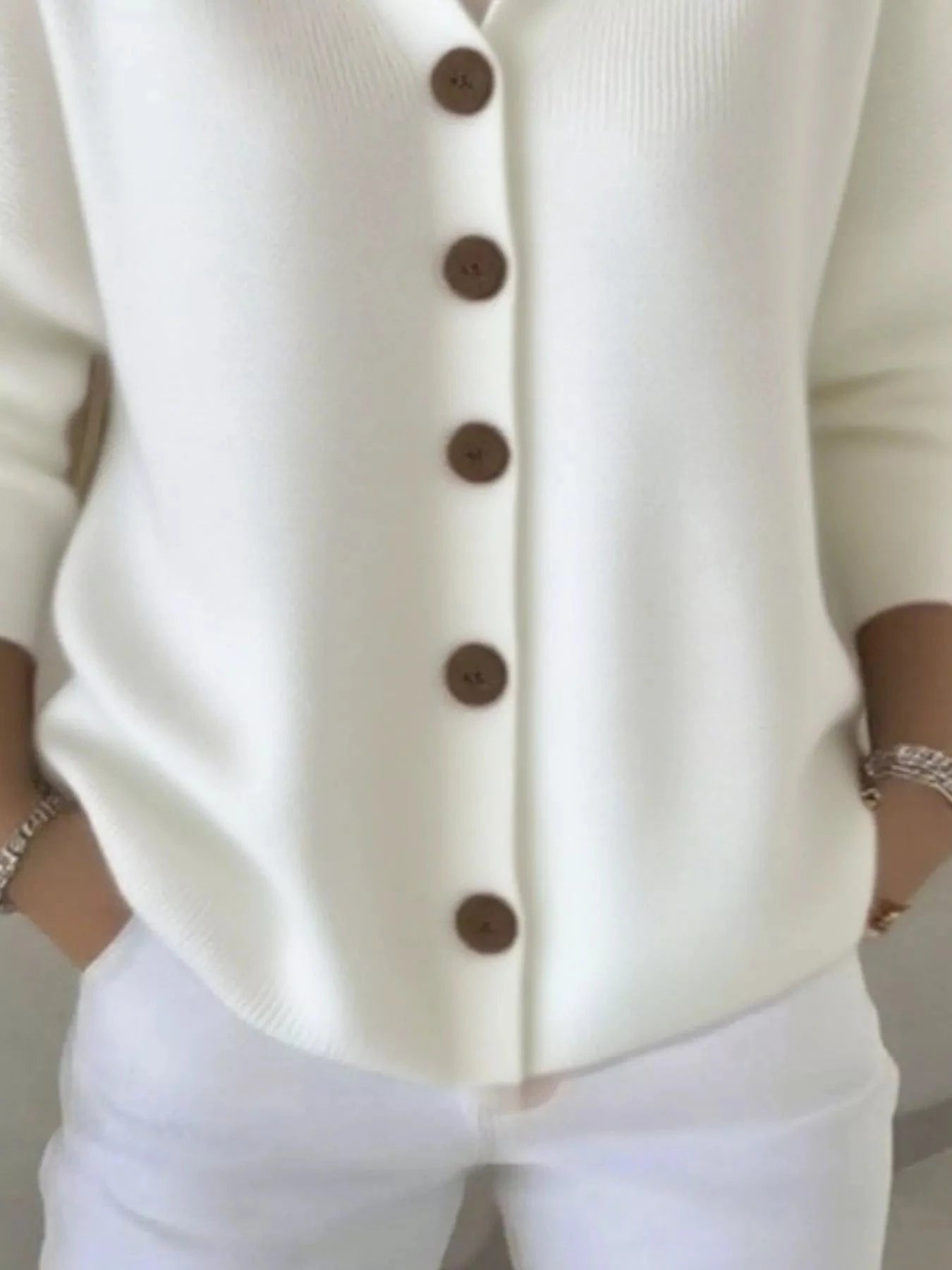Full Size Button Up Long Sleeve Cardigan Plus Size - ShalayeFashion