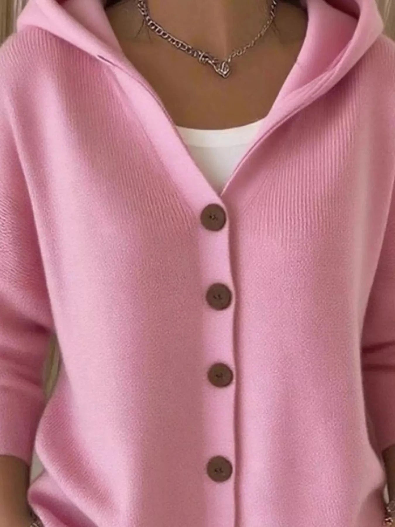 Full Size Button Up Long Sleeve Cardigan Plus Size - ShalayeFashion