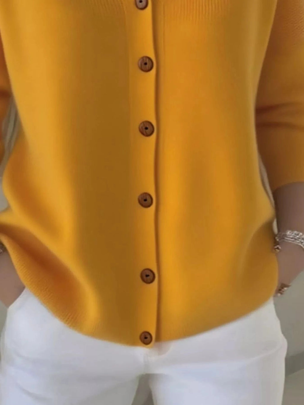 Full Size Button Up Long Sleeve Cardigan Plus Size - ShalayeFashion