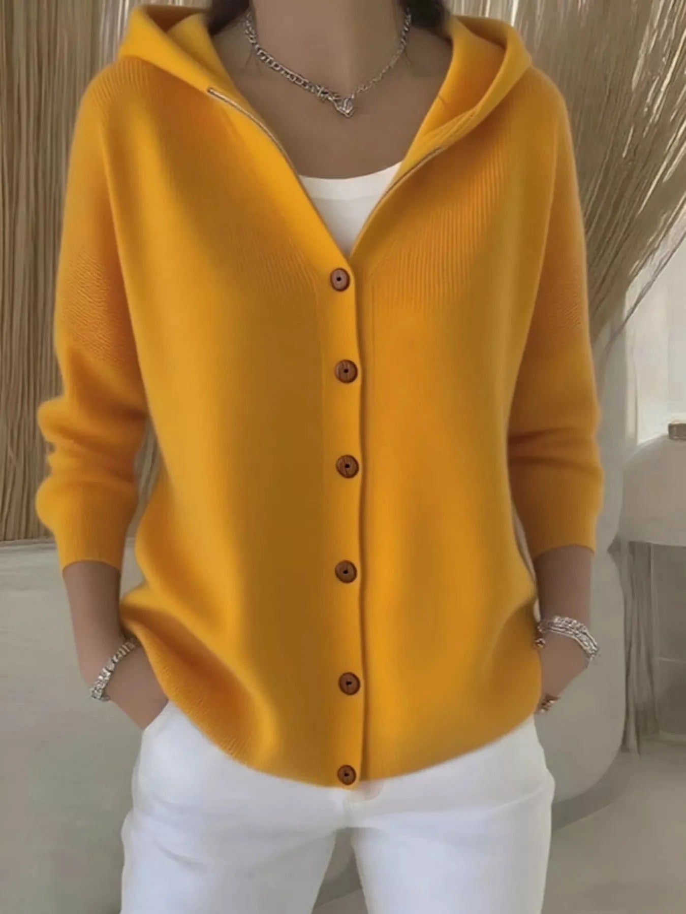 Full Size Button Up Long Sleeve Cardigan Plus Size - ShalayeFashion