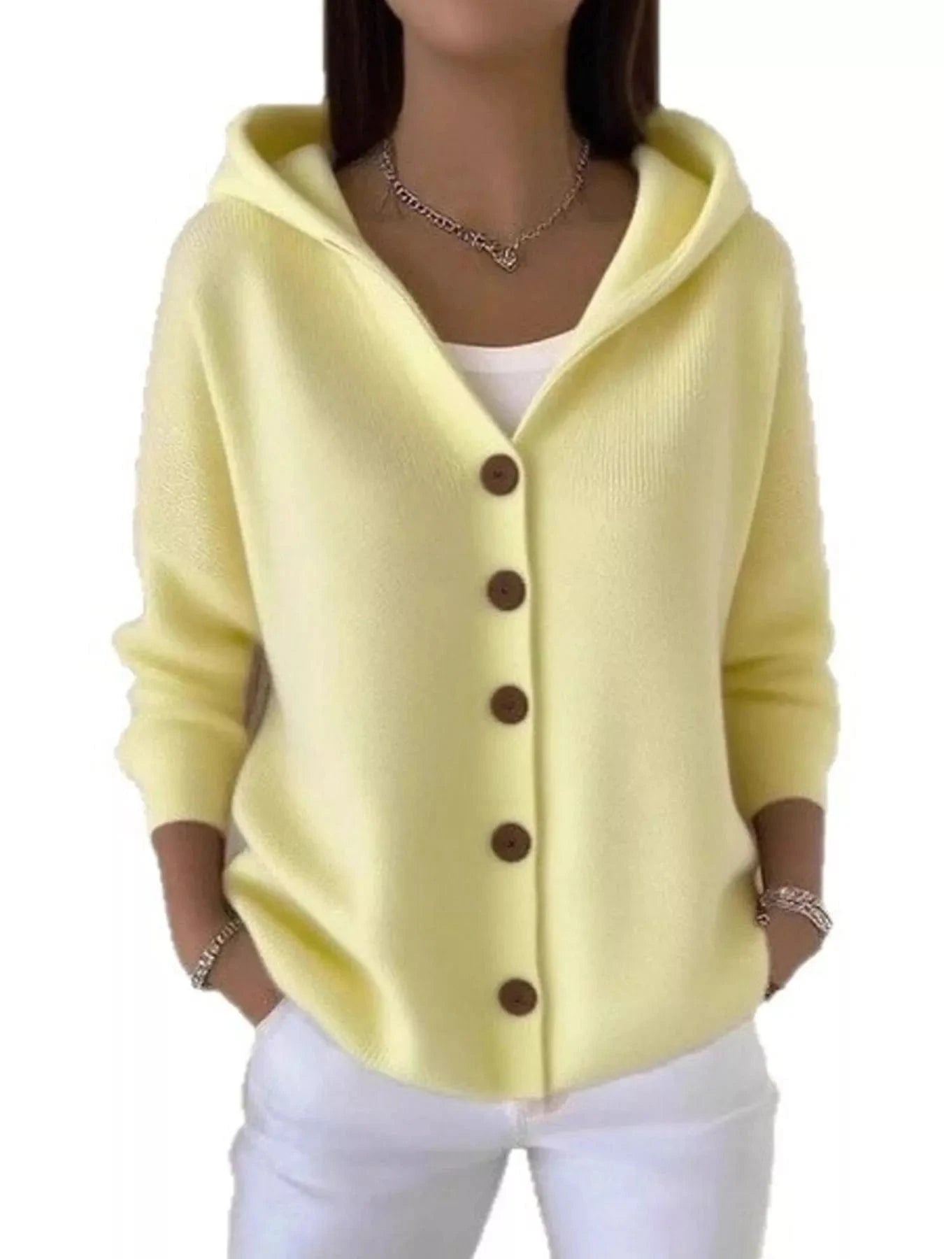 Full Size Button Up Long Sleeve Cardigan Plus Size - ShalayeFashion