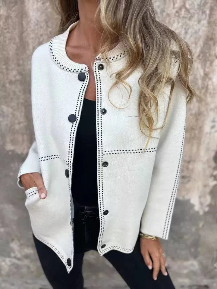 Full Size Button Up Long Sleeve Cardigan Plus Size - ShalayeFashion