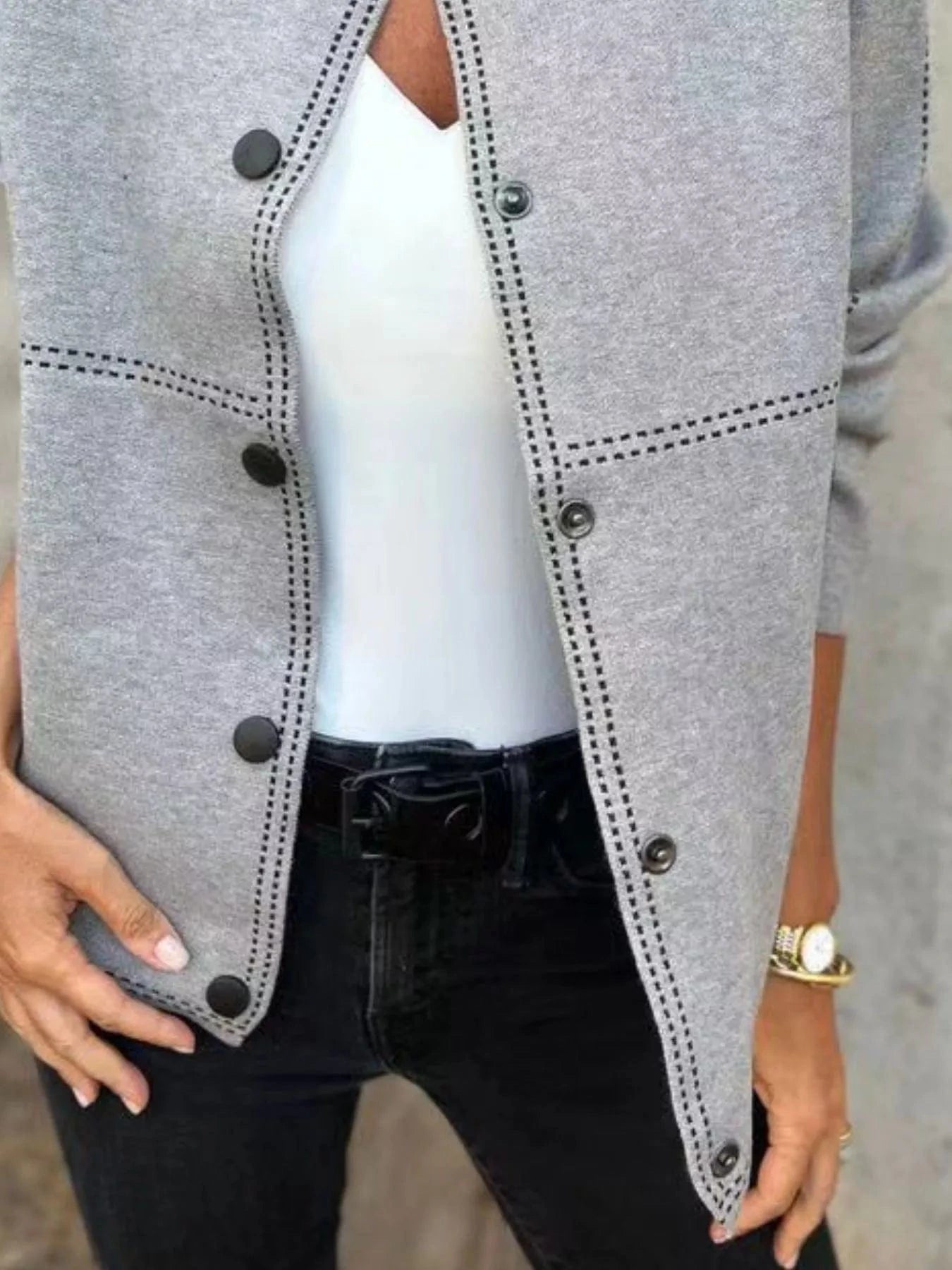 Full Size Button Up Long Sleeve Cardigan Plus Size - ShalayeFashion