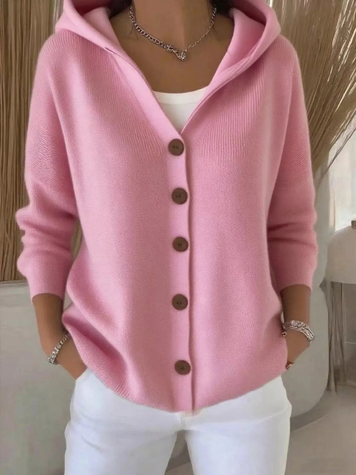 Full Size Button Up Long Sleeve Cardigan Plus Size - ShalayeFashion