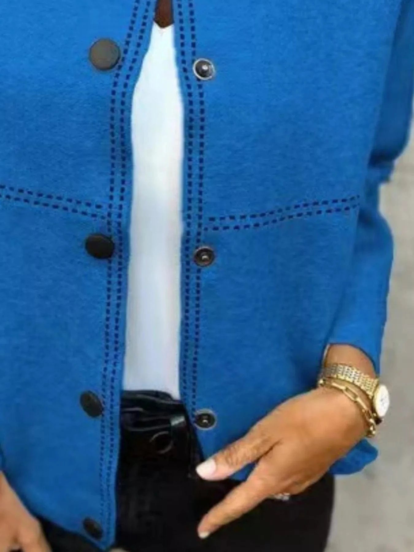Full Size Button Up Long Sleeve Cardigan Plus Size - ShalayeFashion
