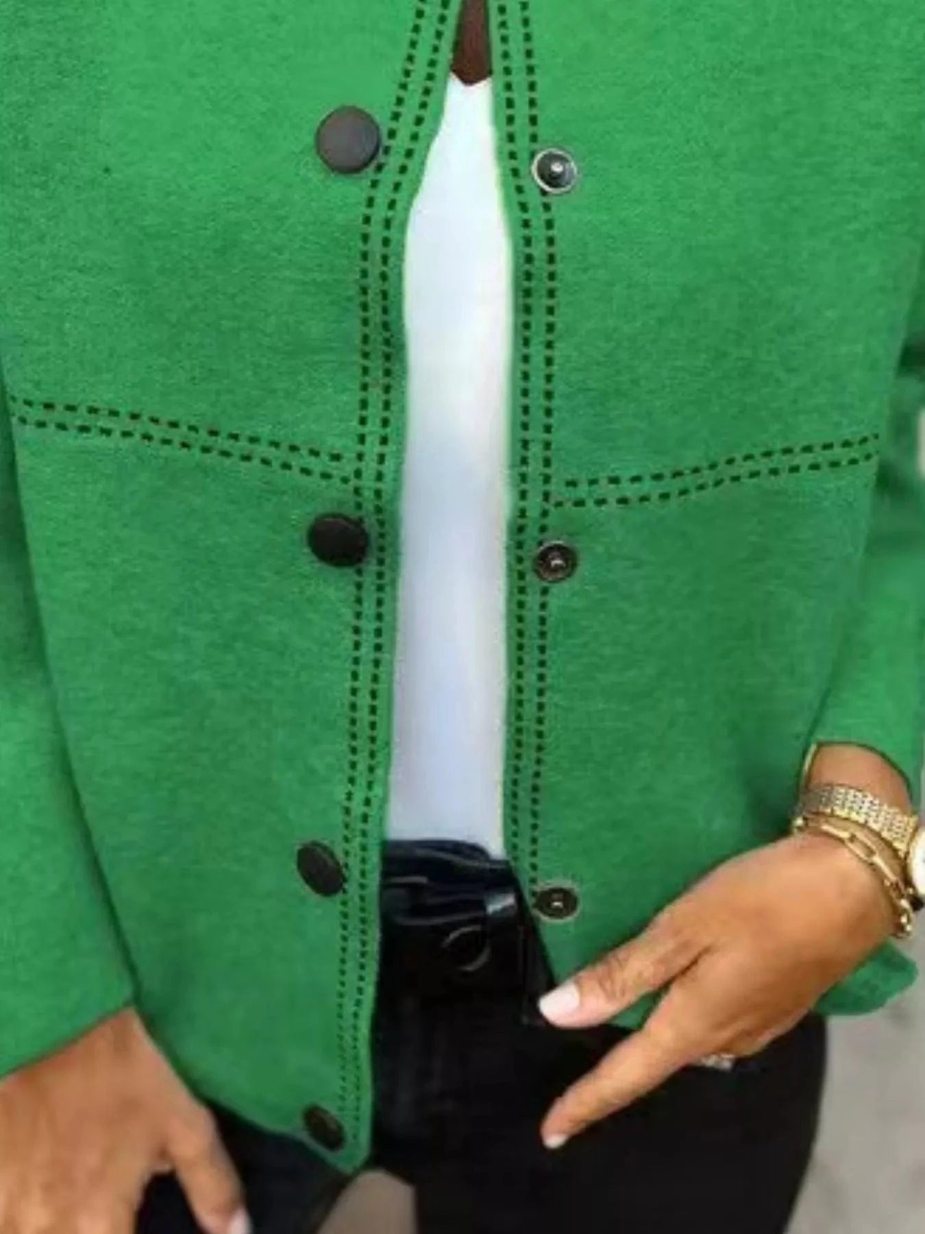 Full Size Button Up Long Sleeve Cardigan Plus Size - ShalayeFashion