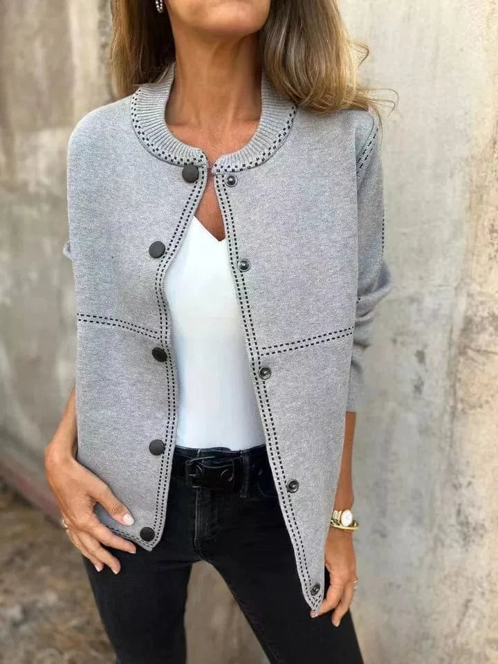 Full Size Button Up Long Sleeve Cardigan Plus Size - ShalayeFashion