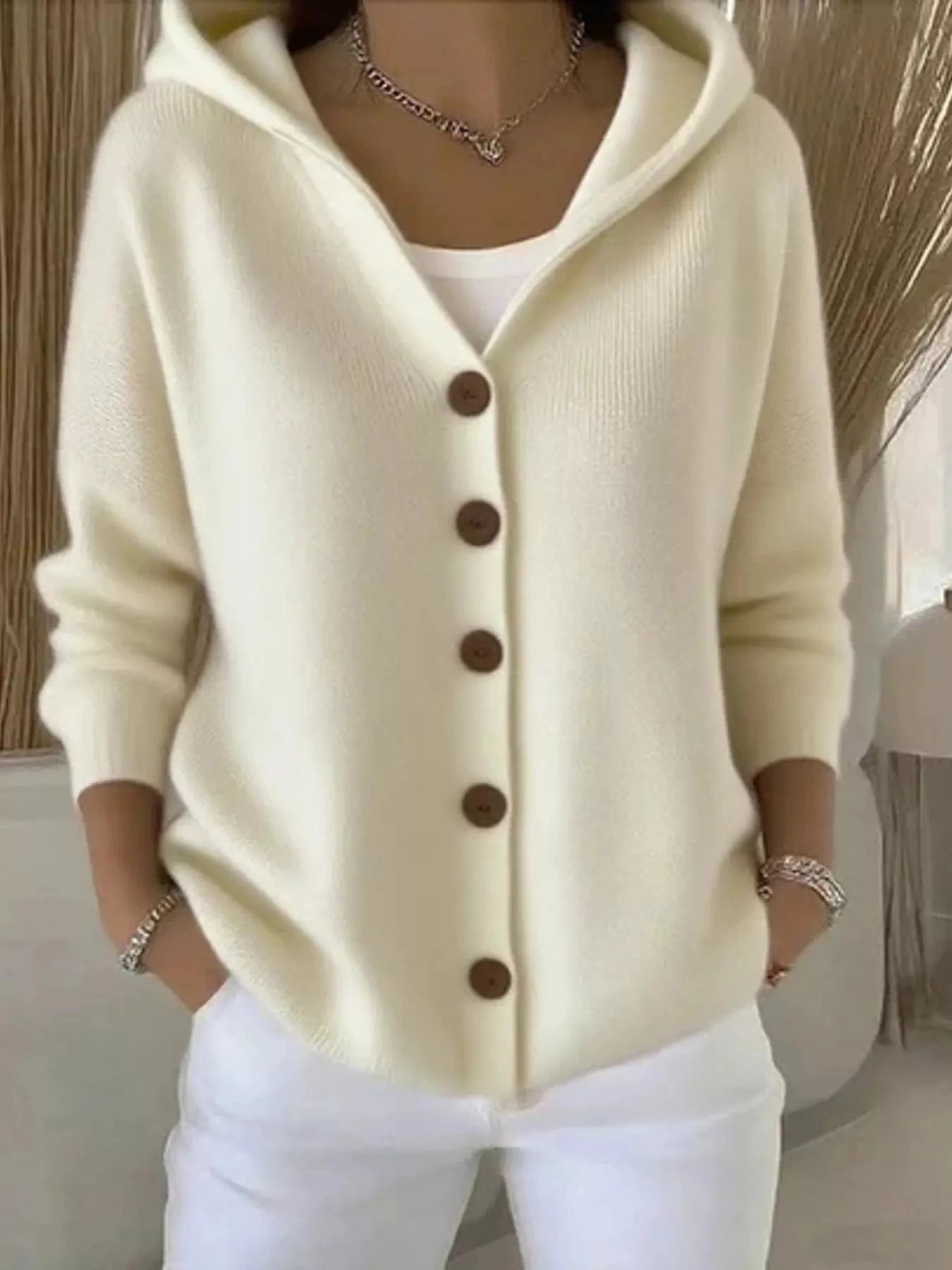 Full Size Button Up Long Sleeve Cardigan Plus Size - ShalayeFashion