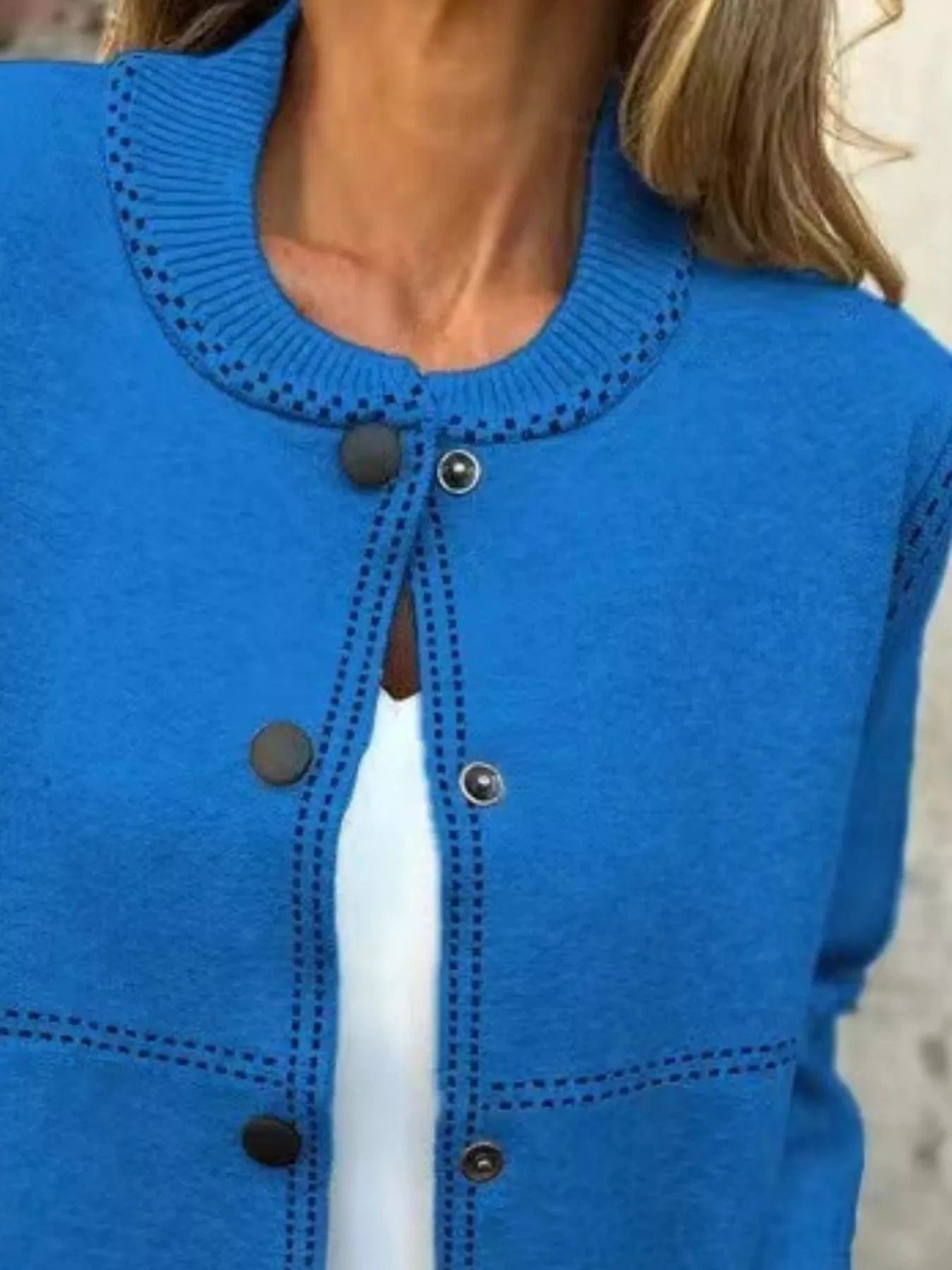 Full Size Button Up Long Sleeve Cardigan Plus Size - ShalayeFashion
