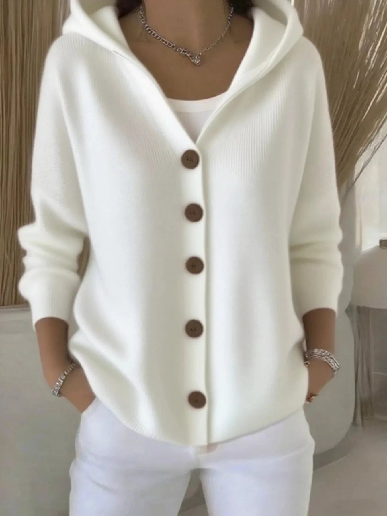 Full Size Button Up Long Sleeve Cardigan Plus Size - ShalayeFashion