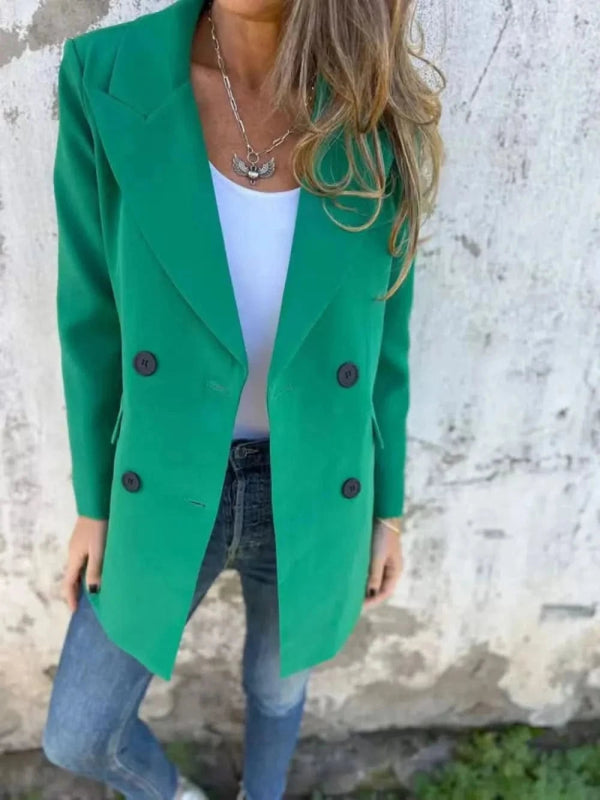 Full Size Collared Neck Long Sleeve Blazer - ShalayeFashion