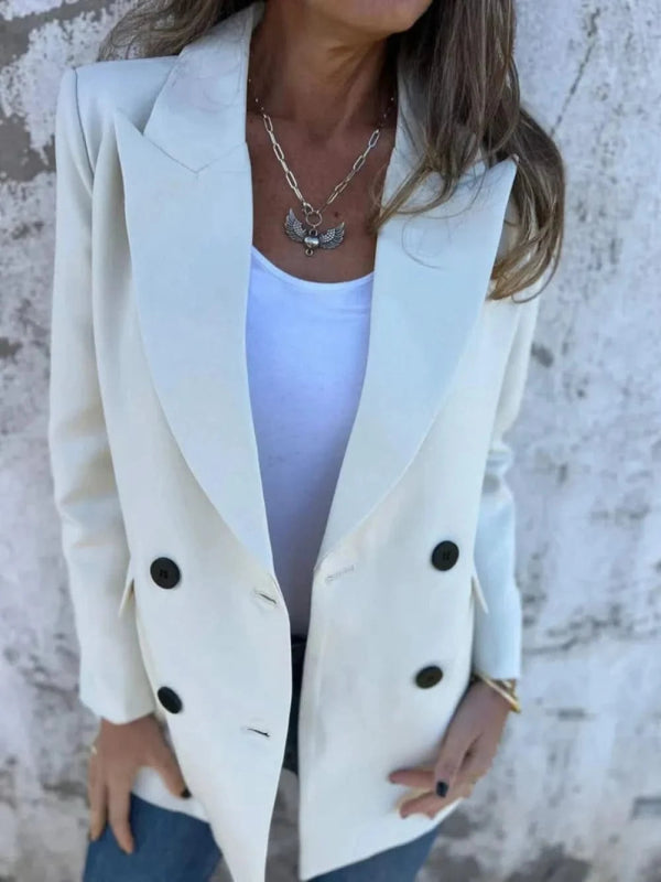 Full Size Collared Neck Long Sleeve Blazer - ShalayeFashion
