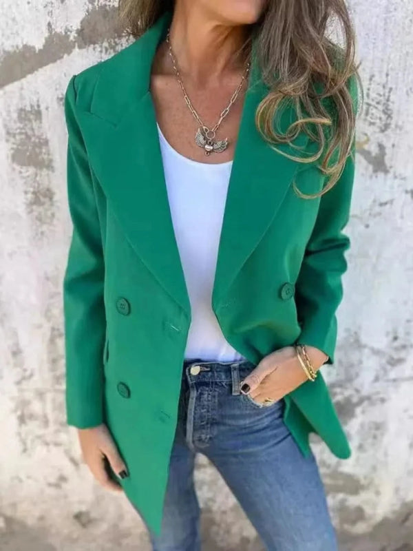Full Size Collared Neck Long Sleeve Blazer - ShalayeFashion