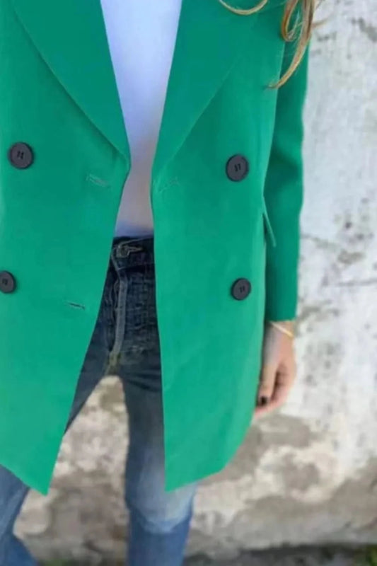 Full Size Collared Neck Long Sleeve Blazer - ShalayeFashion