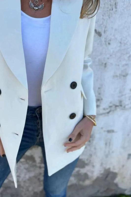 Full Size Collared Neck Long Sleeve Blazer - ShalayeFashion