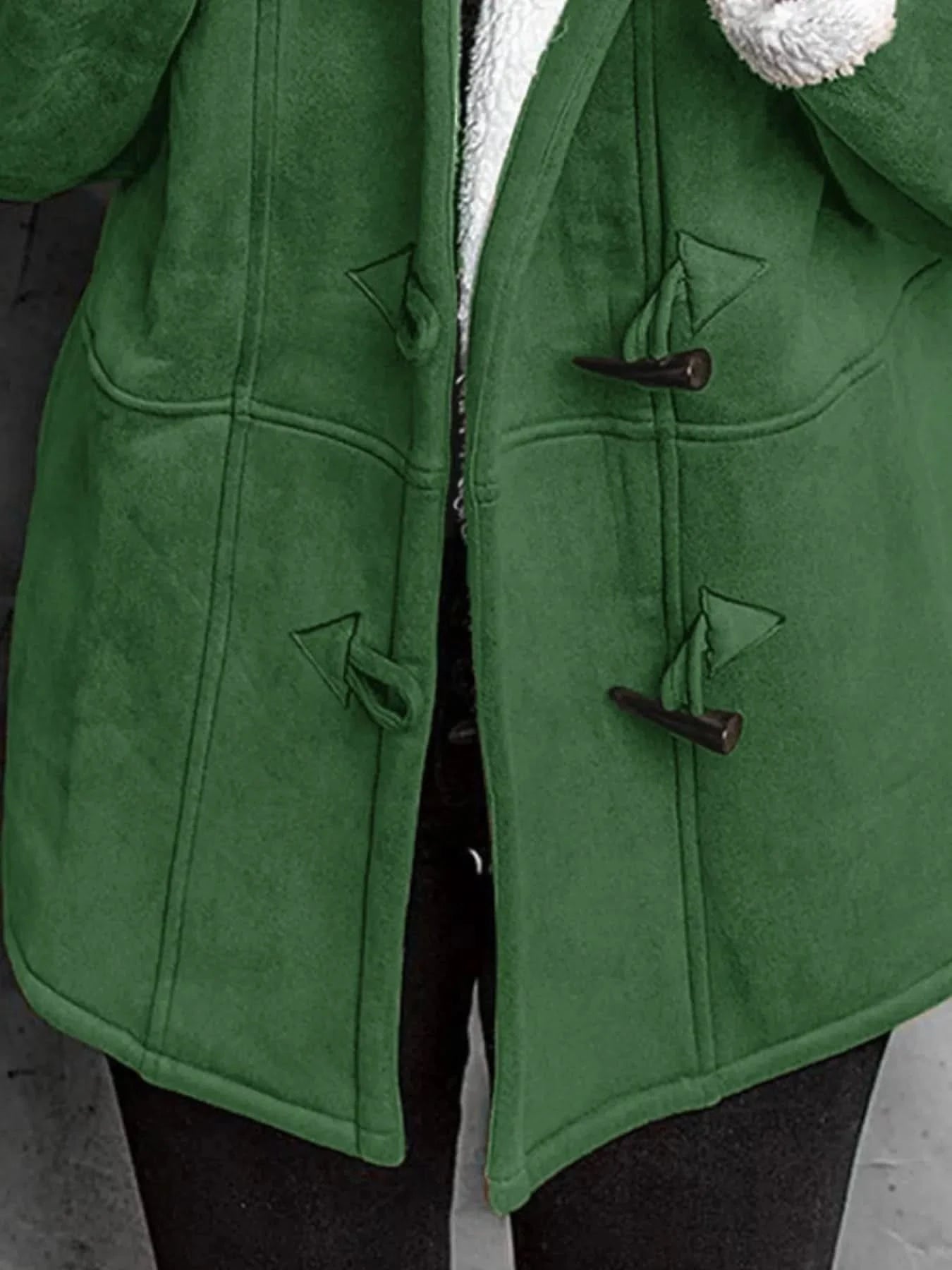Full Size Cozy Sherpa Lined Toggle Coat with Hood Plus Size - ShalayeFashion