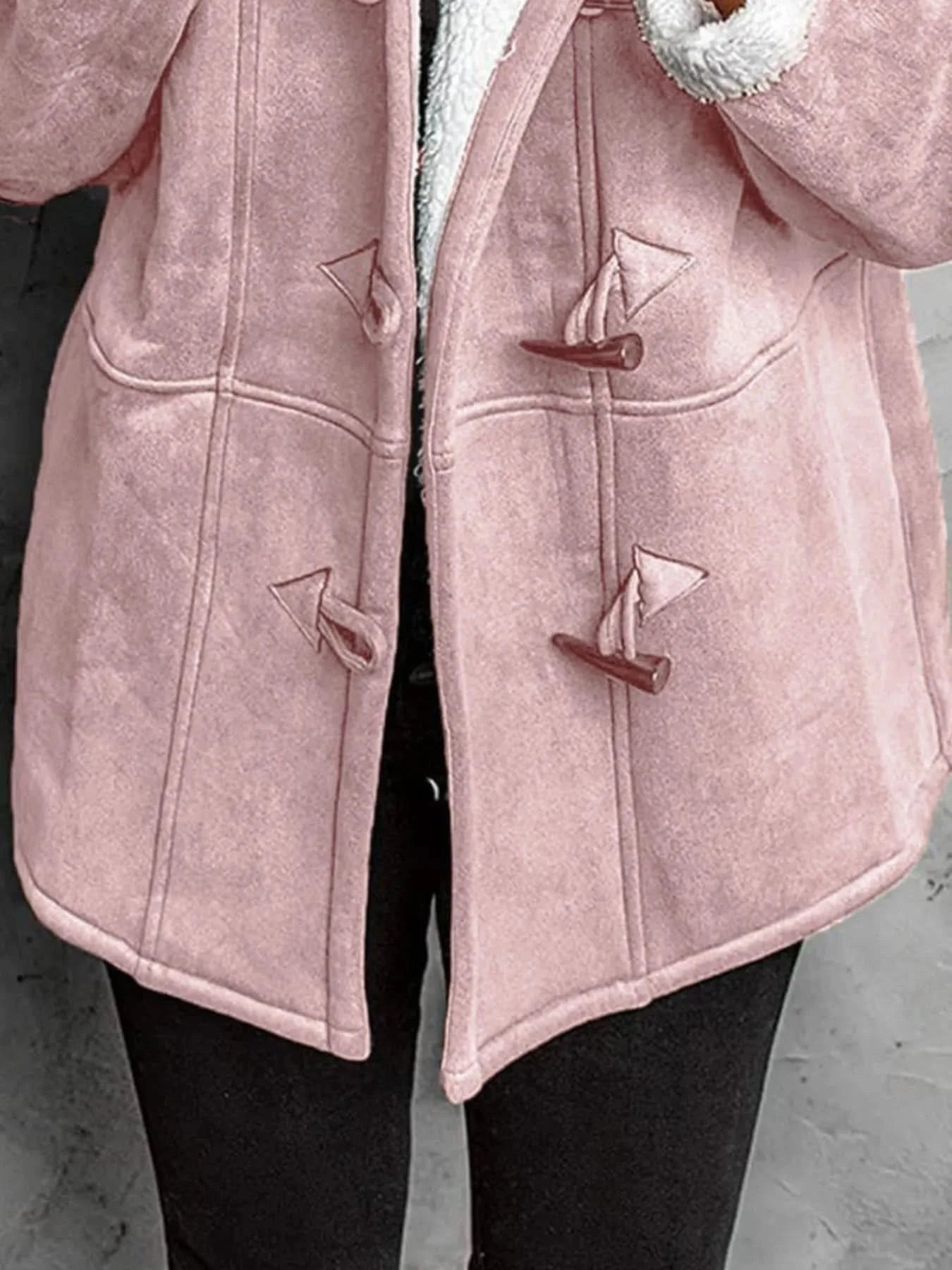 Full Size Cozy Sherpa Lined Toggle Coat with Hood Plus Size - ShalayeFashion