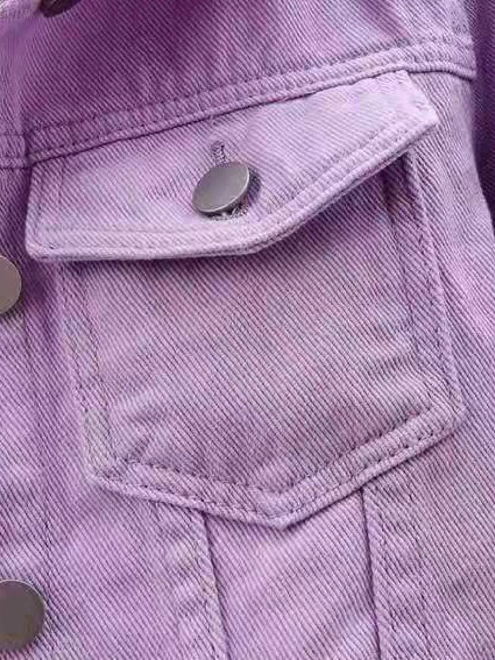 Full Size Cropped Denim Jacket Plus Size - ShalayeFashion