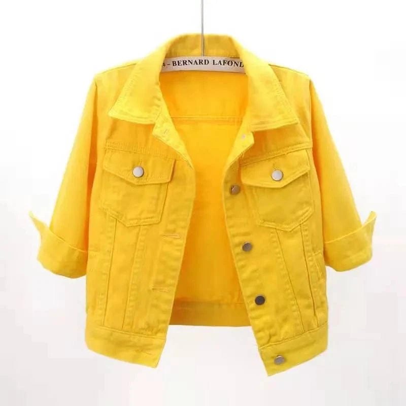 Full Size Cropped Denim Jacket Plus Size - ShalayeFashion