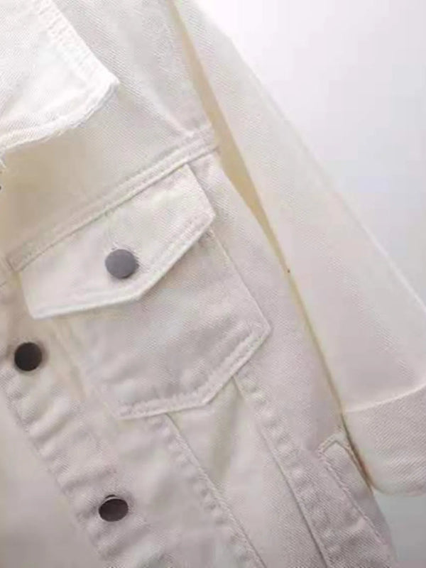 Full Size Cropped Denim Jacket Plus Size - ShalayeFashion