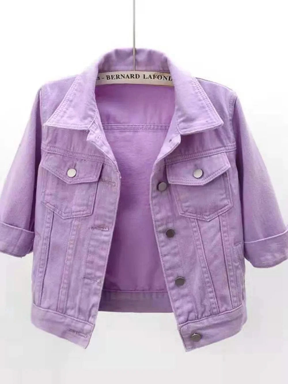 Full Size Cropped Denim Jacket Plus Size - ShalayeFashion
