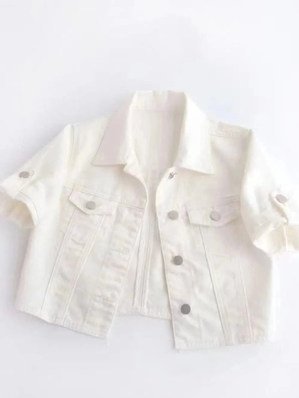 Full Size Cropped Denim Jacket Plus Size - ShalayeFashion