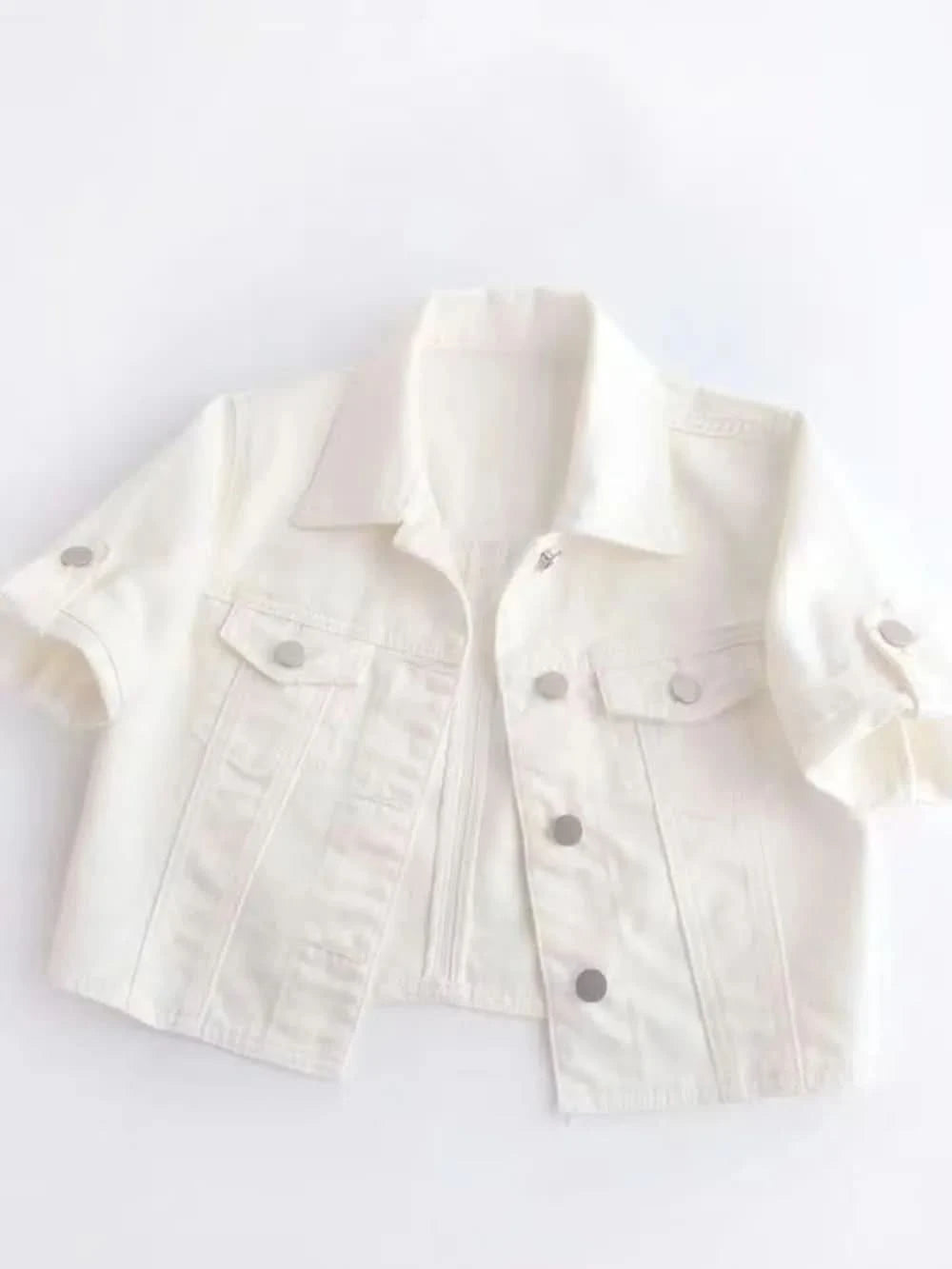 Full Size Cropped Denim Jacket Plus Size - ShalayeFashion