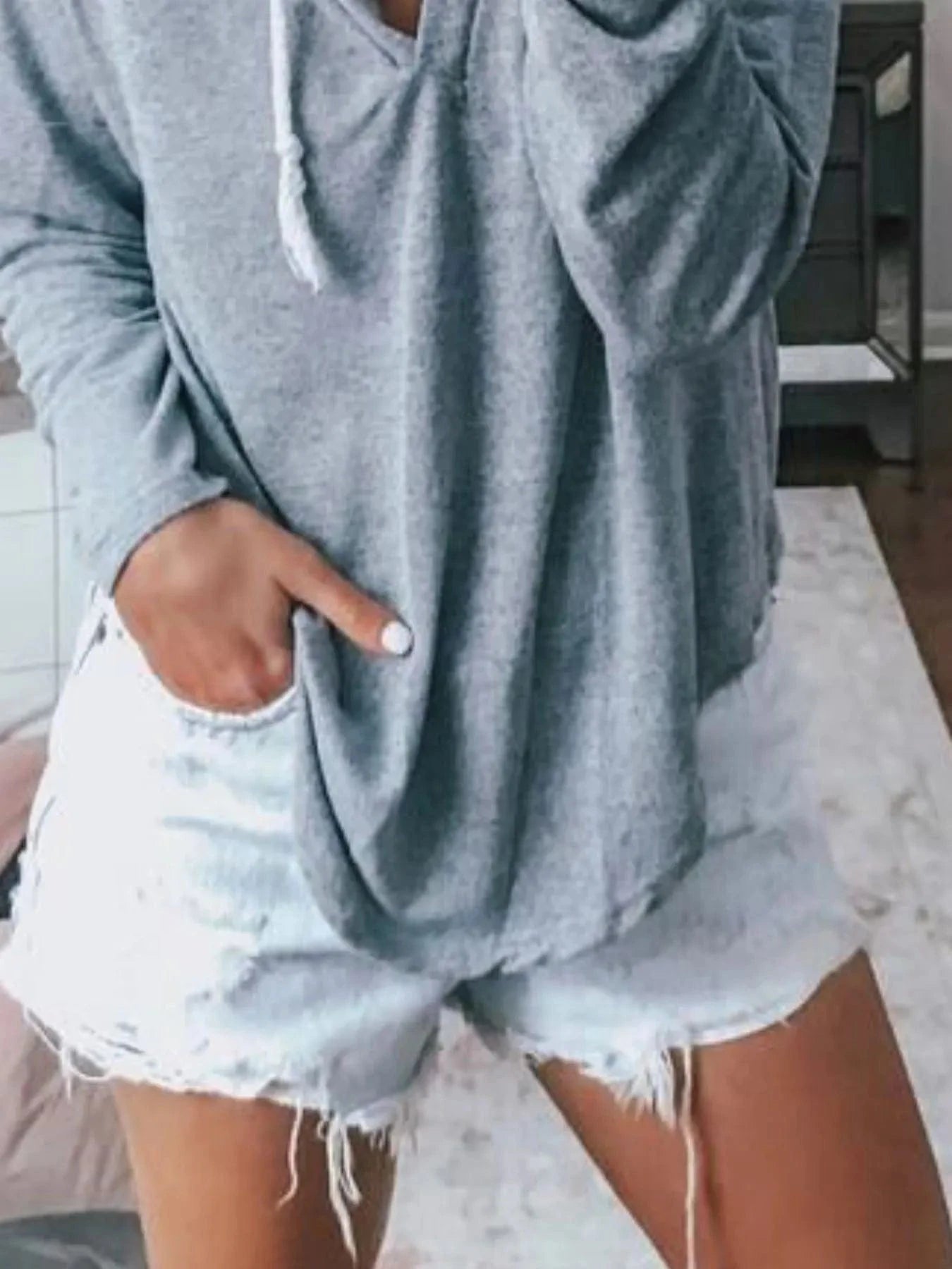 Full Size Drawstring Long Sleeve Hoodie Plus Size - ShalayeFashion