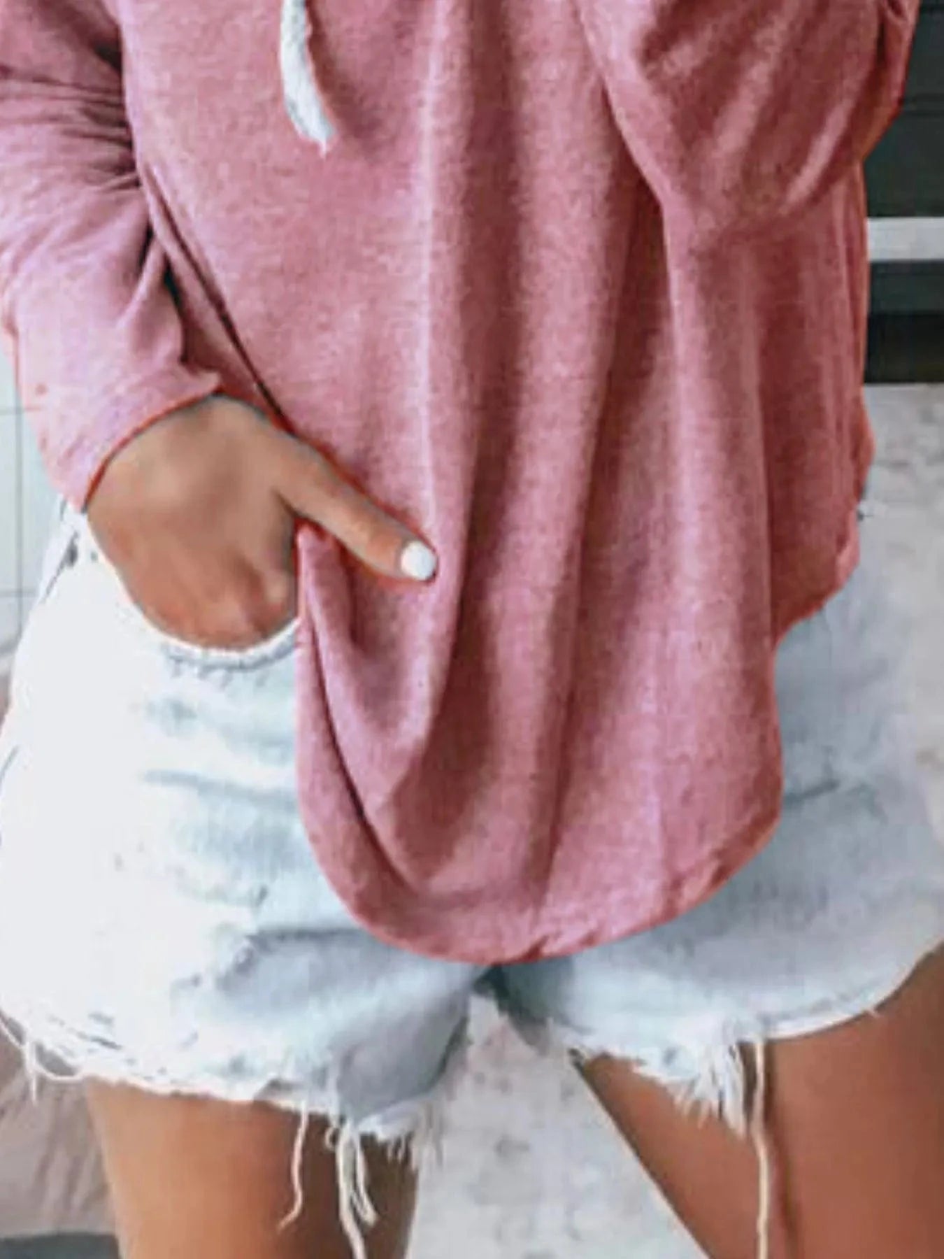 Full Size Drawstring Long Sleeve Hoodie Plus Size - ShalayeFashion