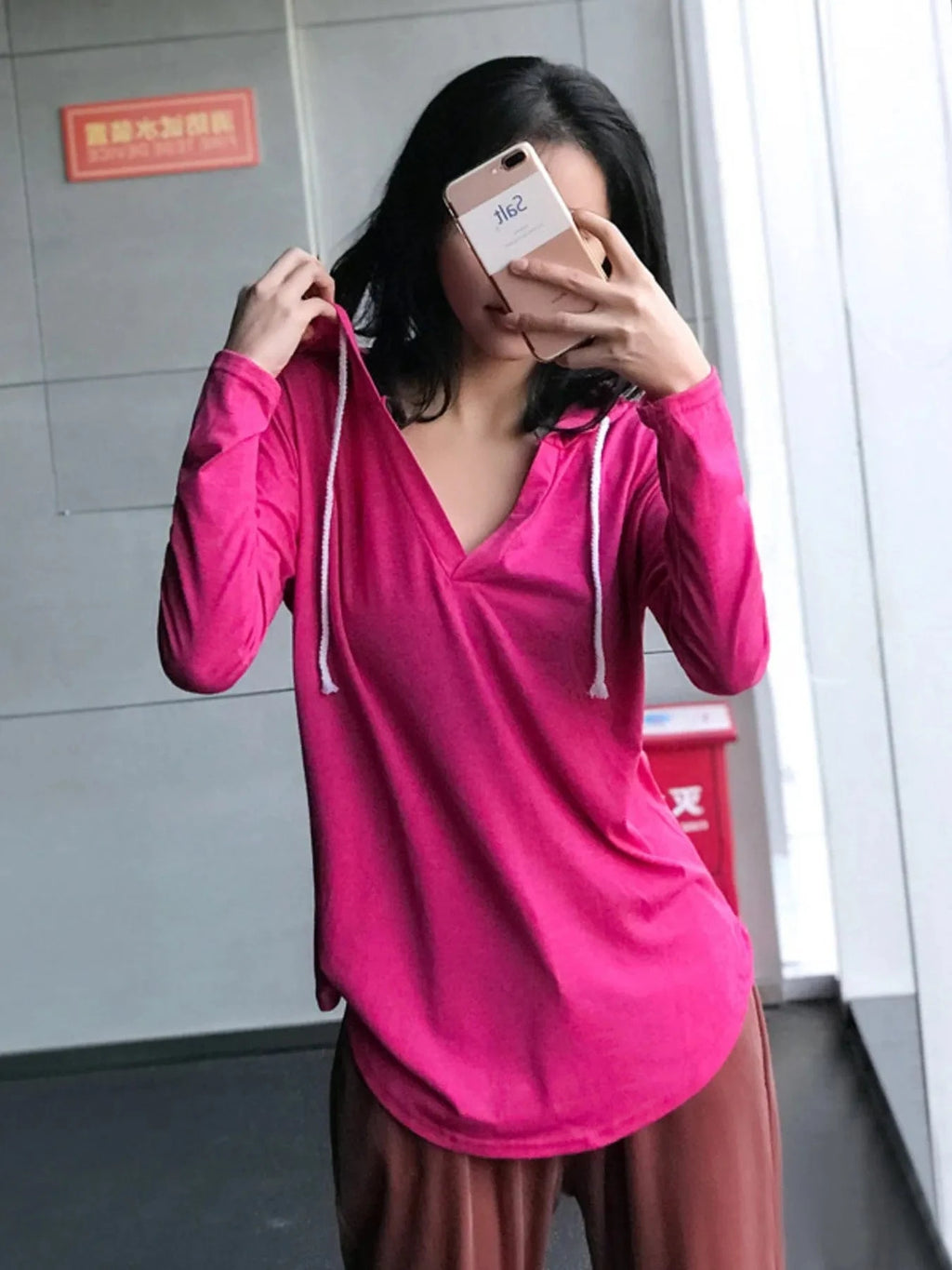 Full Size Drawstring Long Sleeve Hoodie Plus Size - ShalayeFashion