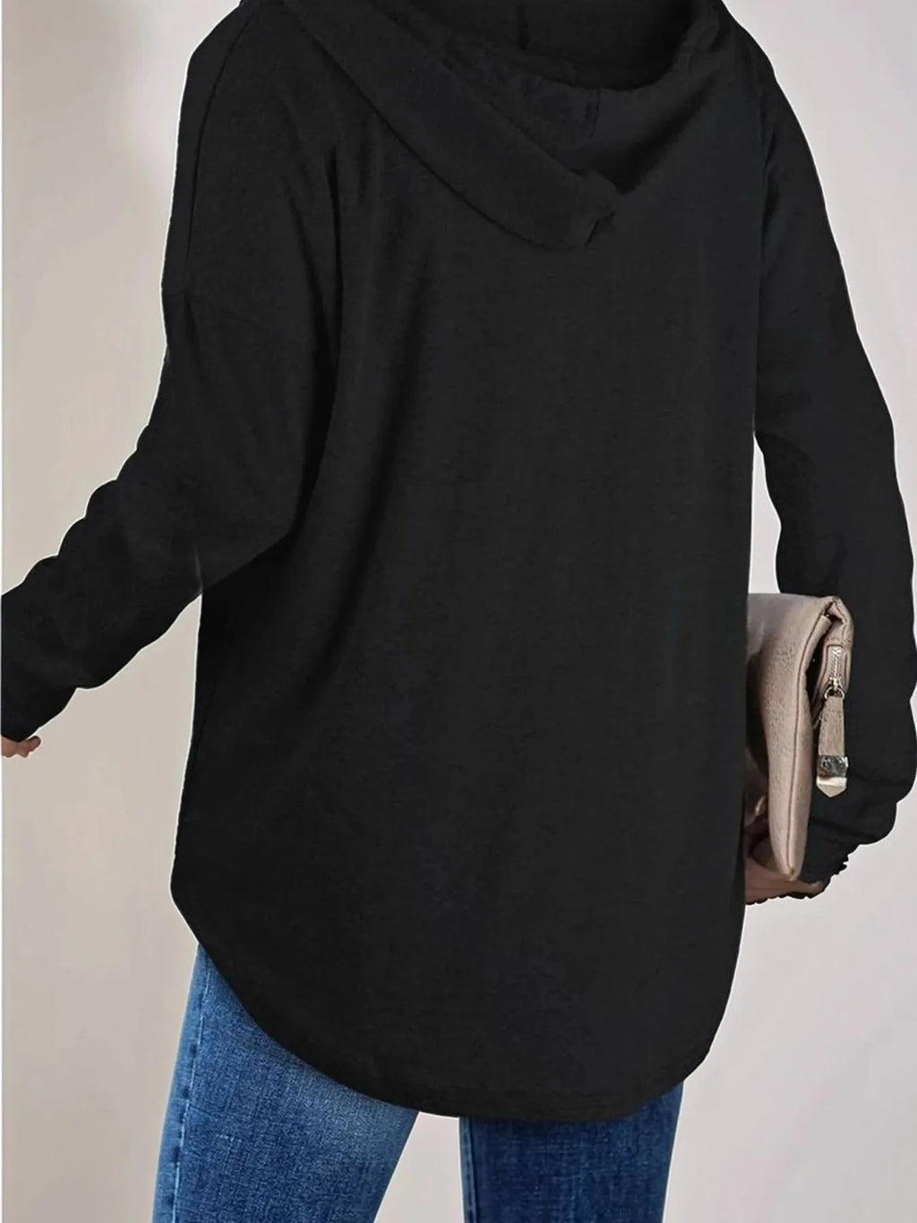 Full Size Drawstring Long Sleeve Hoodie Plus Size - ShalayeFashion