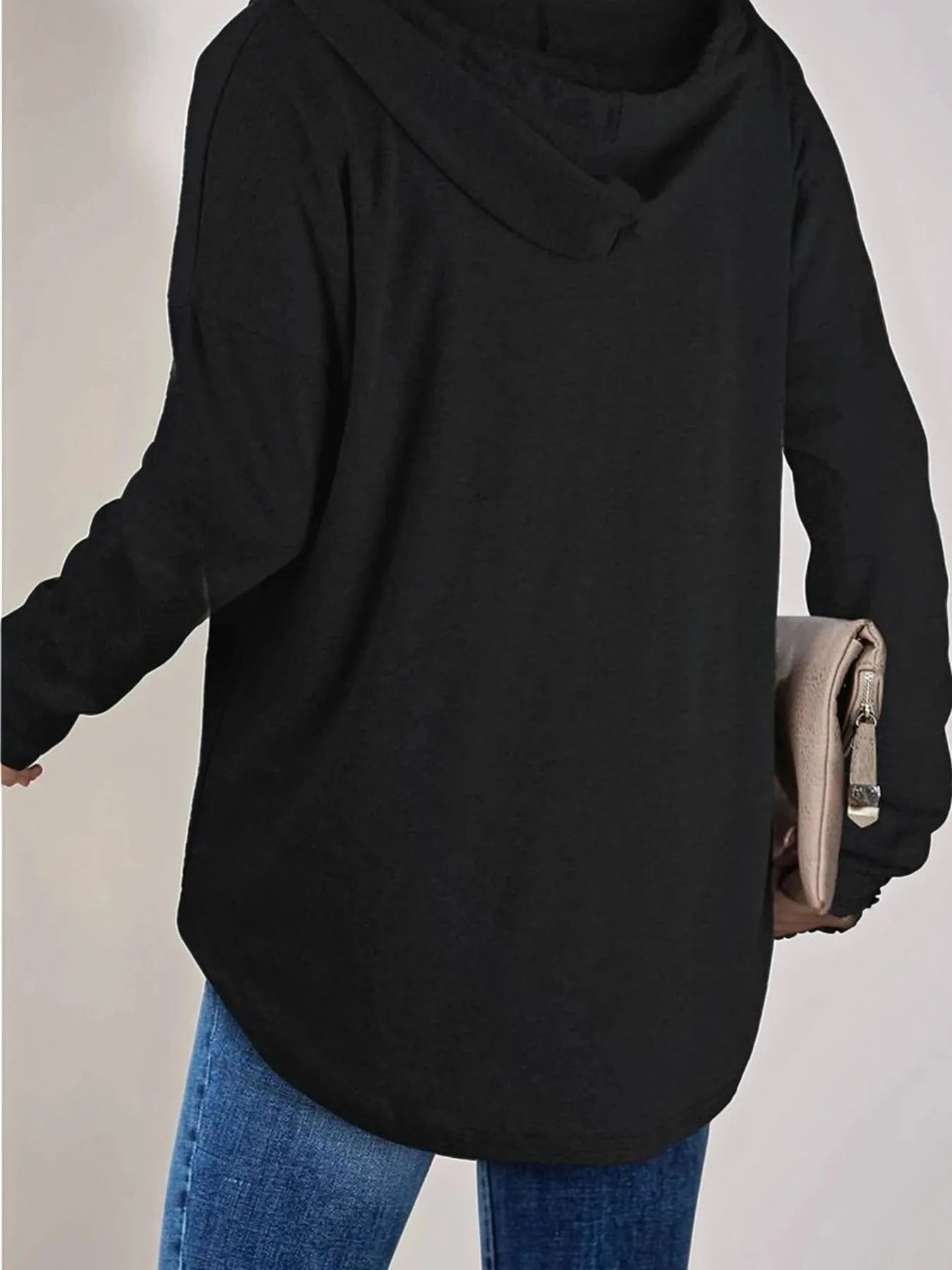 Full Size Drawstring Long Sleeve Hoodie Plus Size - ShalayeFashion