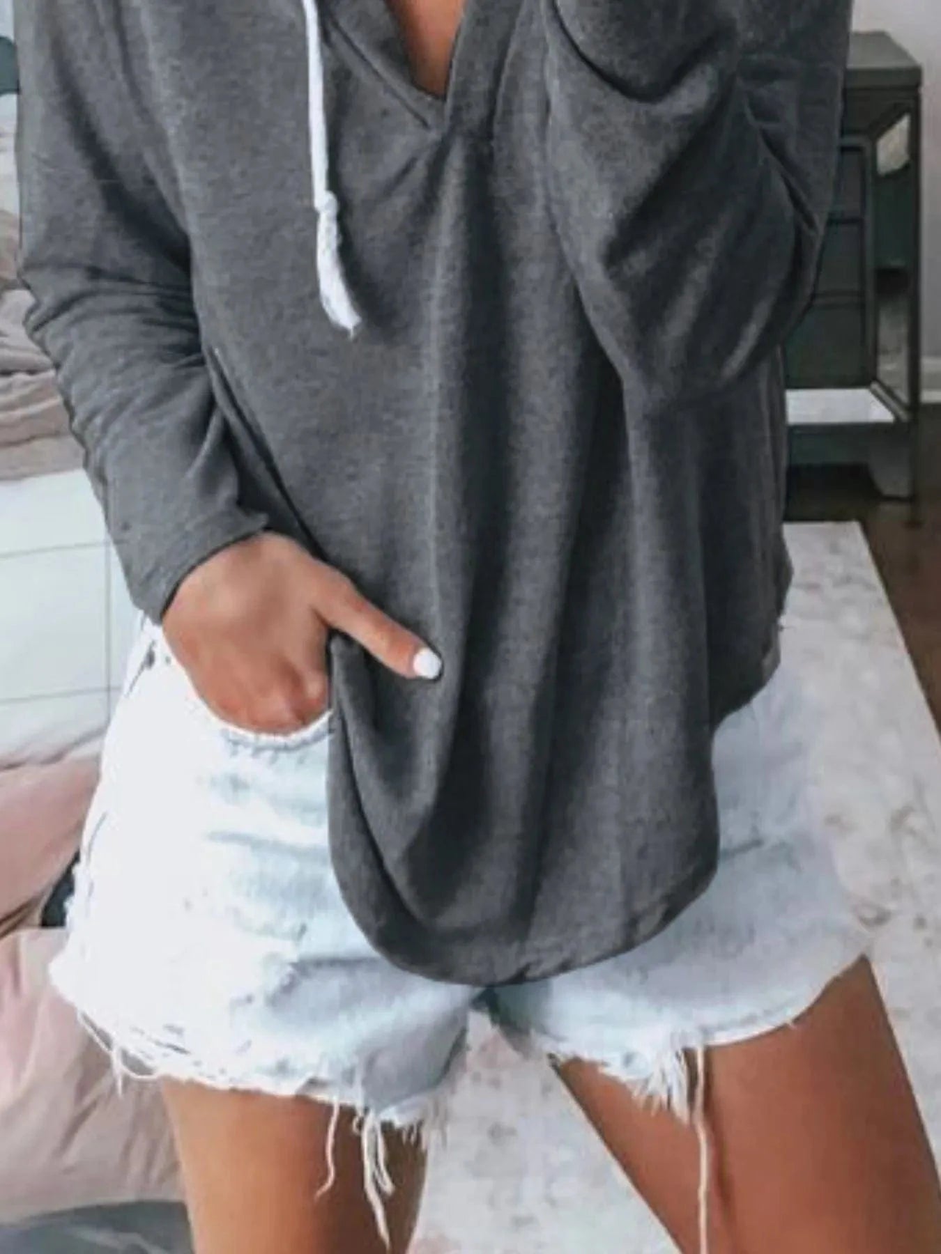 Full Size Drawstring Long Sleeve Hoodie Plus Size - ShalayeFashion