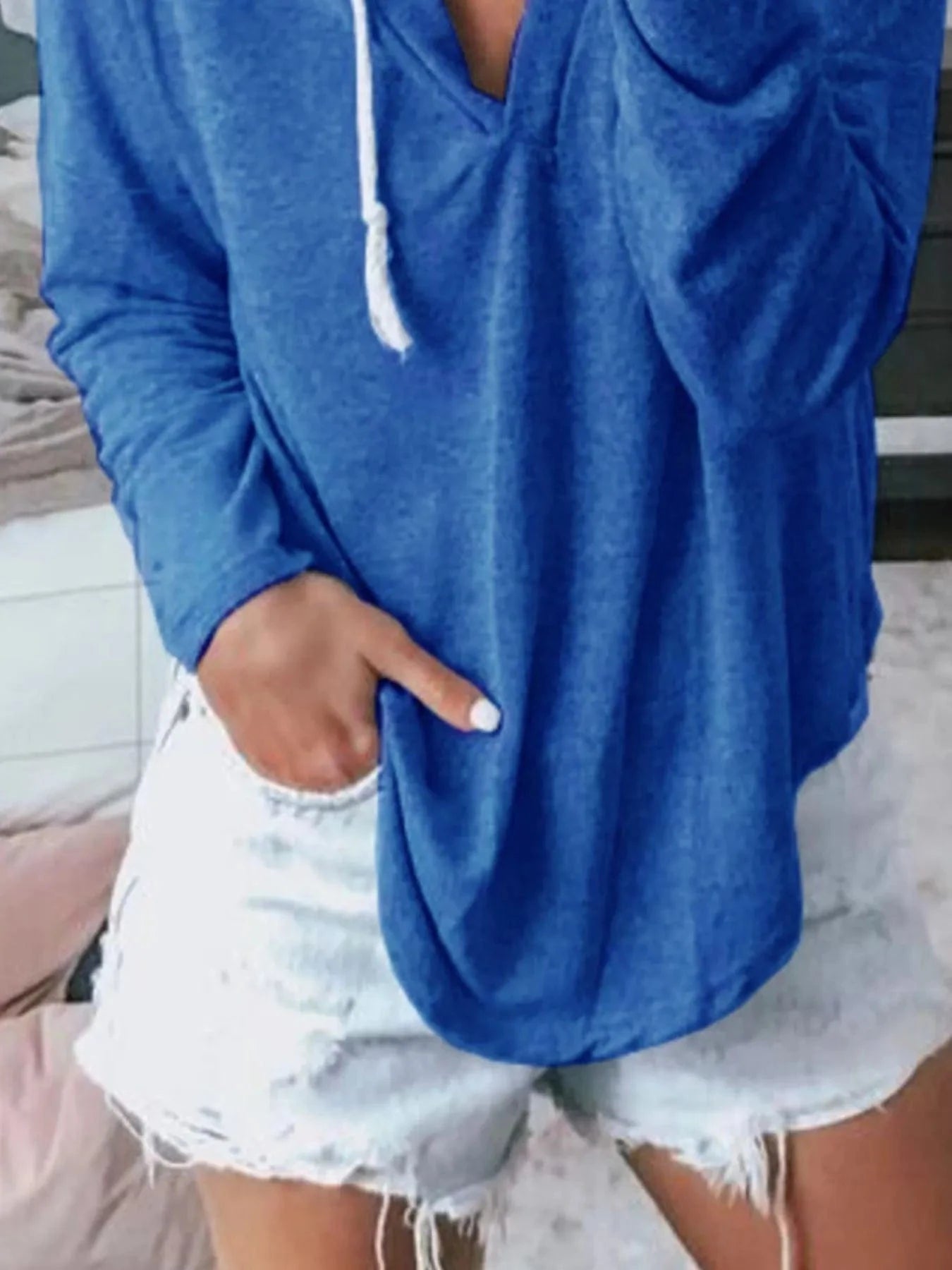 Full Size Drawstring Long Sleeve Hoodie Plus Size - ShalayeFashion