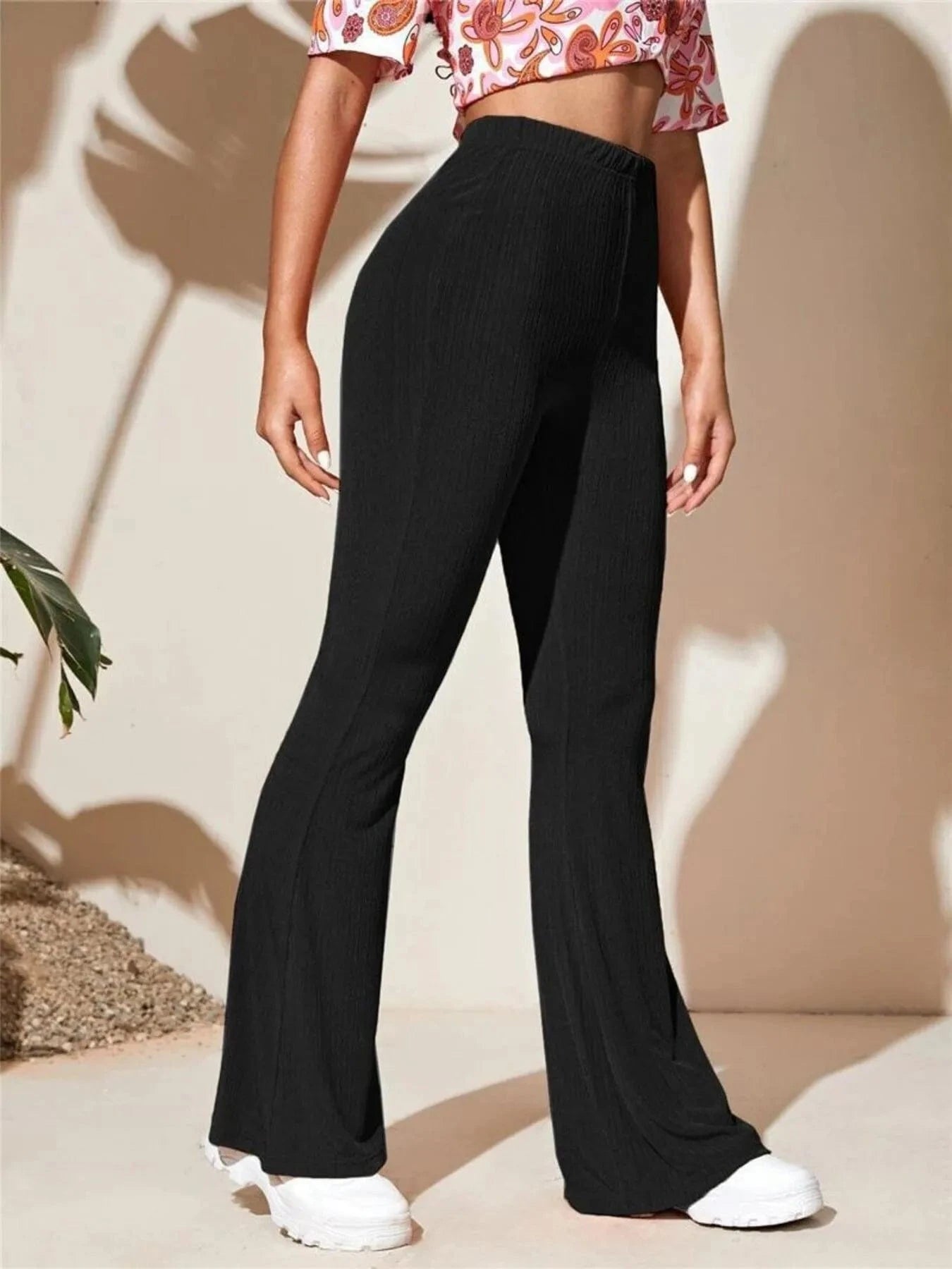 Full Size High - Waist Flare Active Pants Plus Size - ShalayeFashion