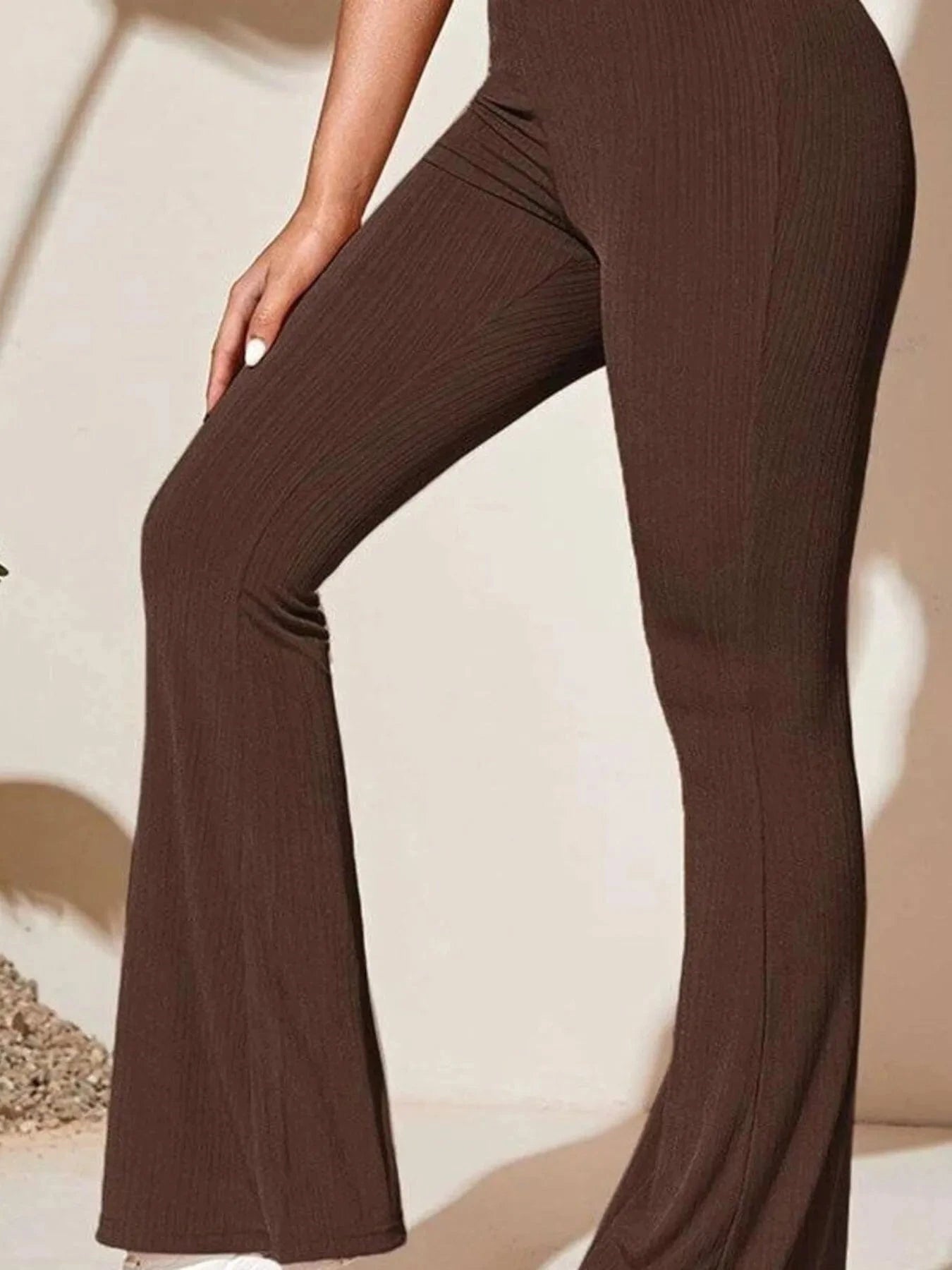 Full Size High - Waist Flare Active Pants Plus Size - ShalayeFashion