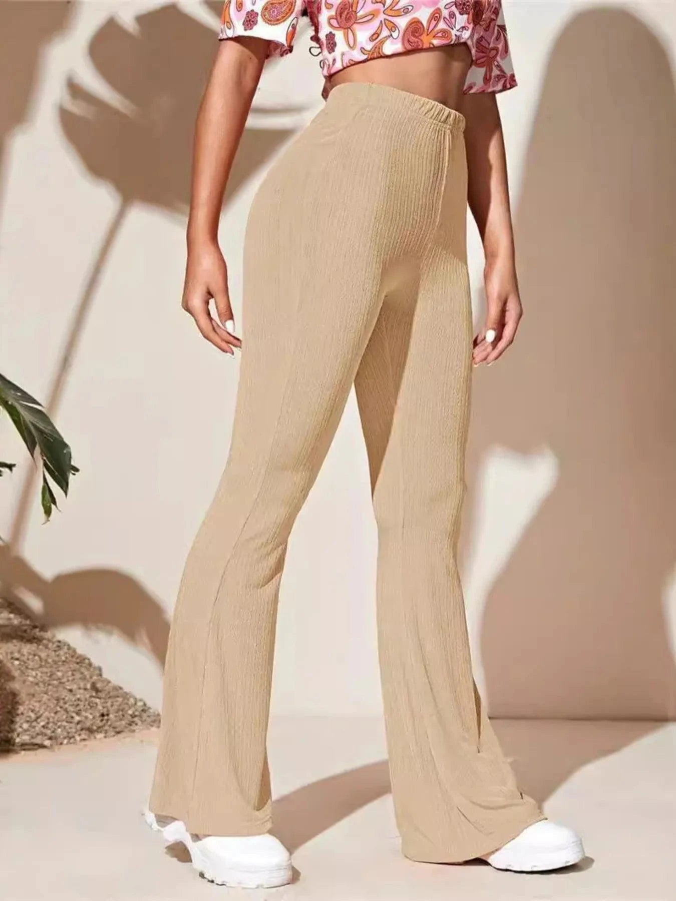 Full Size High - Waist Flare Active Pants Plus Size - ShalayeFashion