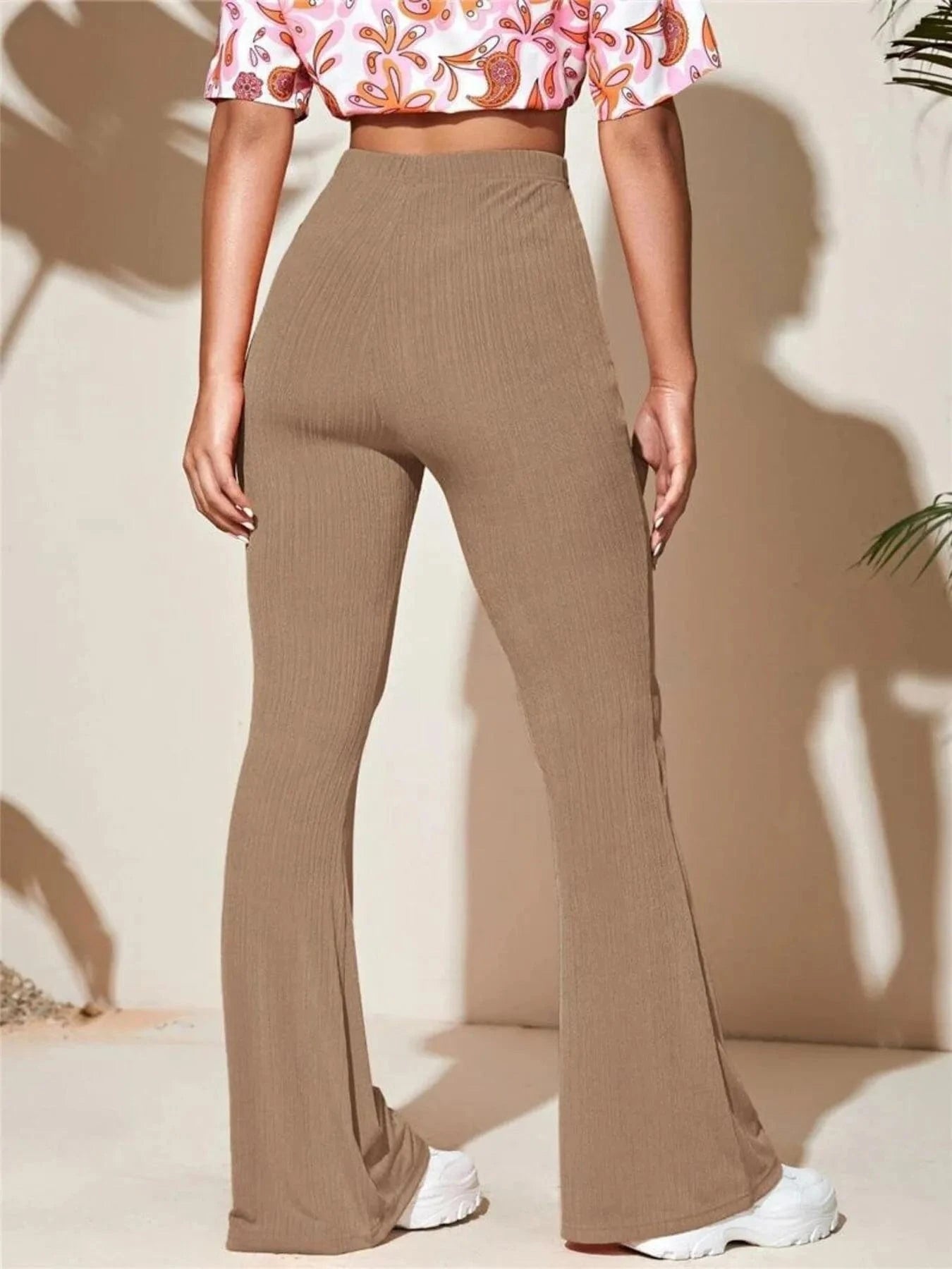 Full Size High - Waist Flare Active Pants Plus Size - ShalayeFashion