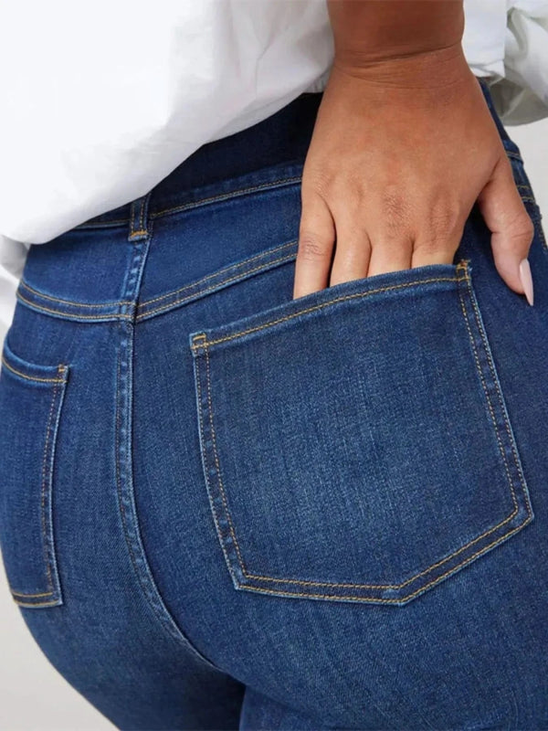 Full Size High - Waisted Flare Jeans Plus Size - ShalayeFashion