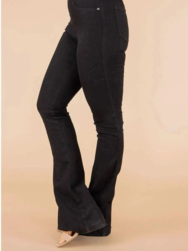 Full Size High - Waisted Flare Jeans Plus Size - ShalayeFashion