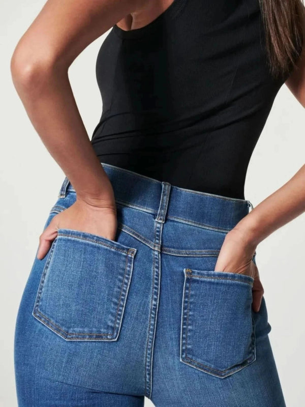 Full Size High - Waisted Flare Jeans Plus Size - ShalayeFashion