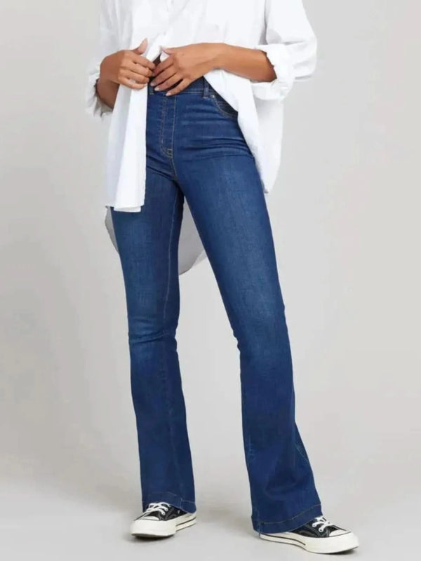 Full Size High - Waisted Flare Jeans Plus Size - ShalayeFashion