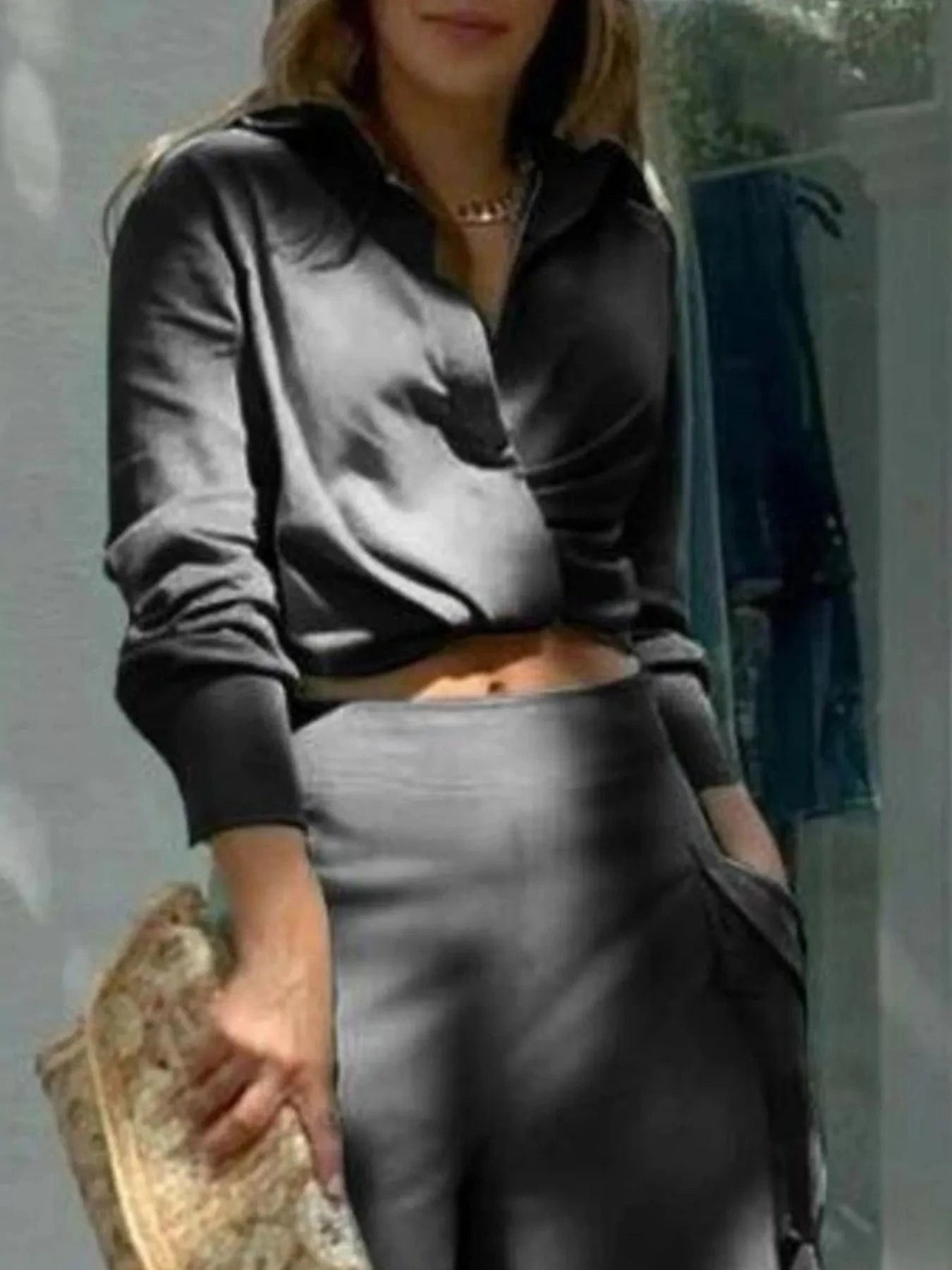 Full Size Long Sleeve Top and Pants Set Plus Size - ShalayeFashion