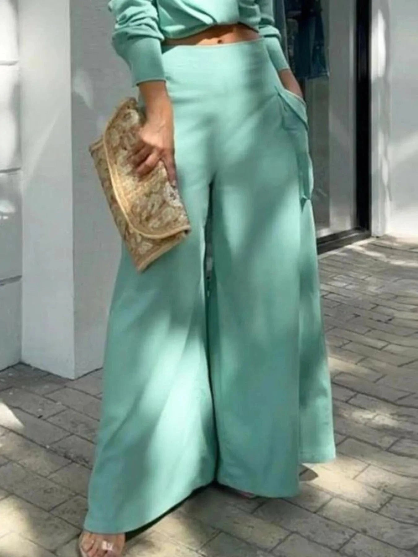 Full Size Long Sleeve Top and Pants Set Plus Size - ShalayeFashion