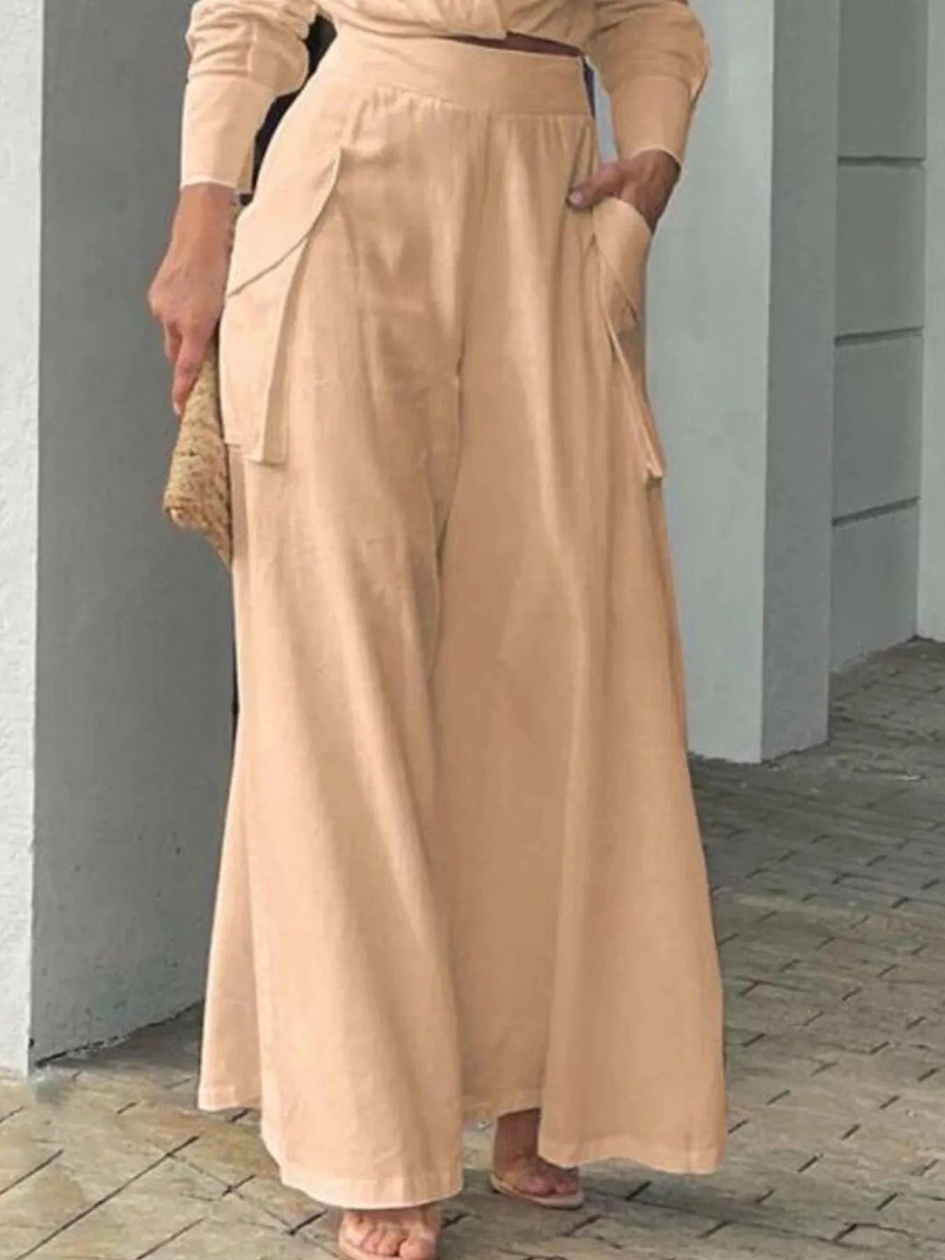 Full Size Long Sleeve Top and Pants Set Plus Size - ShalayeFashion