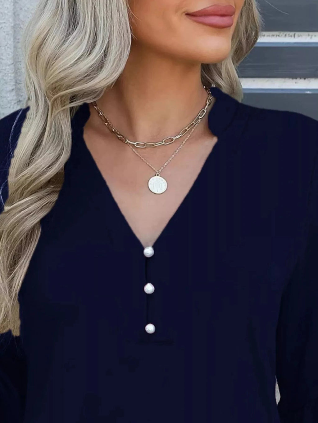 Full Size Notched Flounce Sleeve Blouse Plus Size - ShalayeFashion