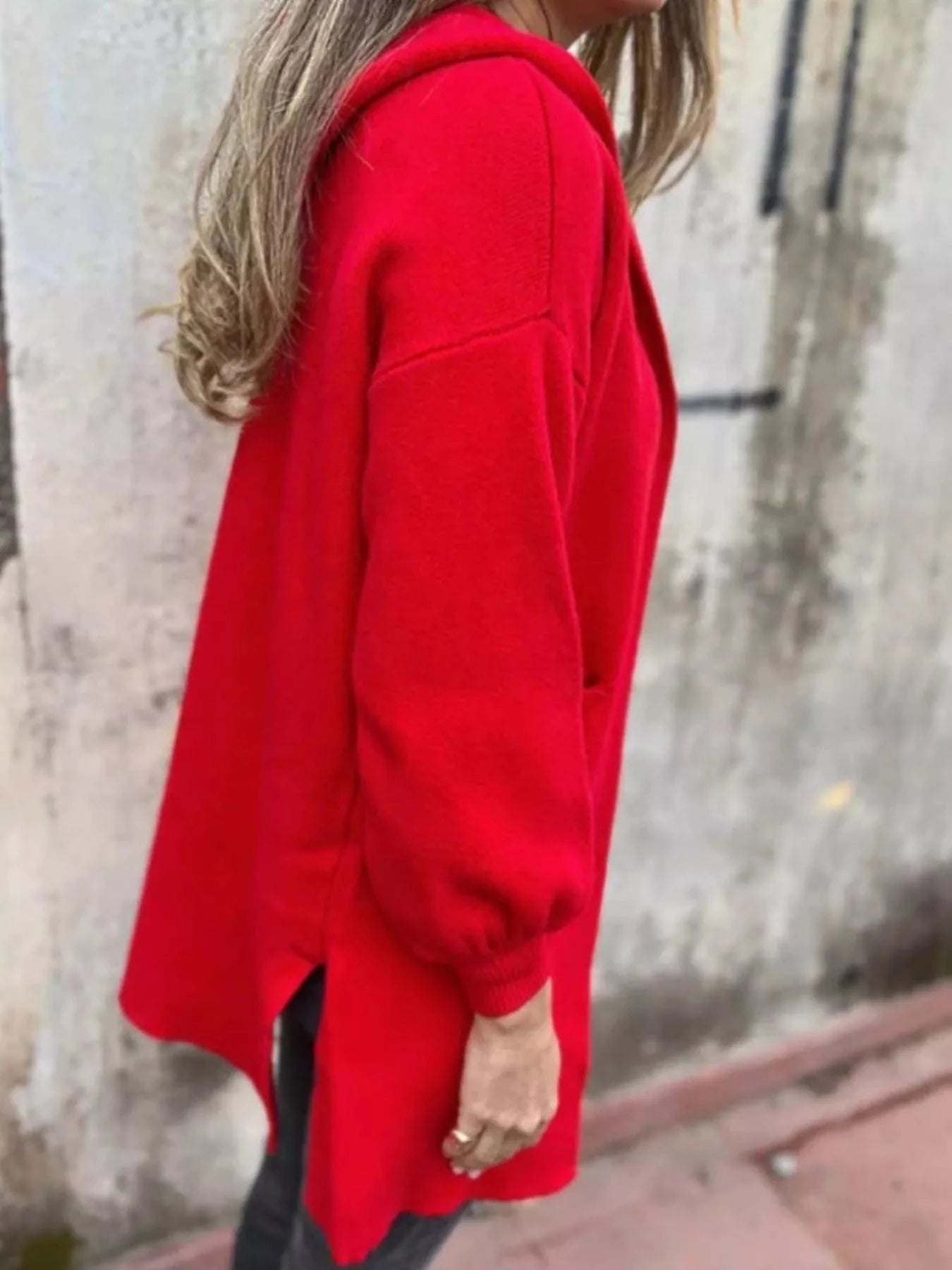 Full Size Open Front Drop Shoulder Hooded Cardigan Plus Size - ShalayeFashion