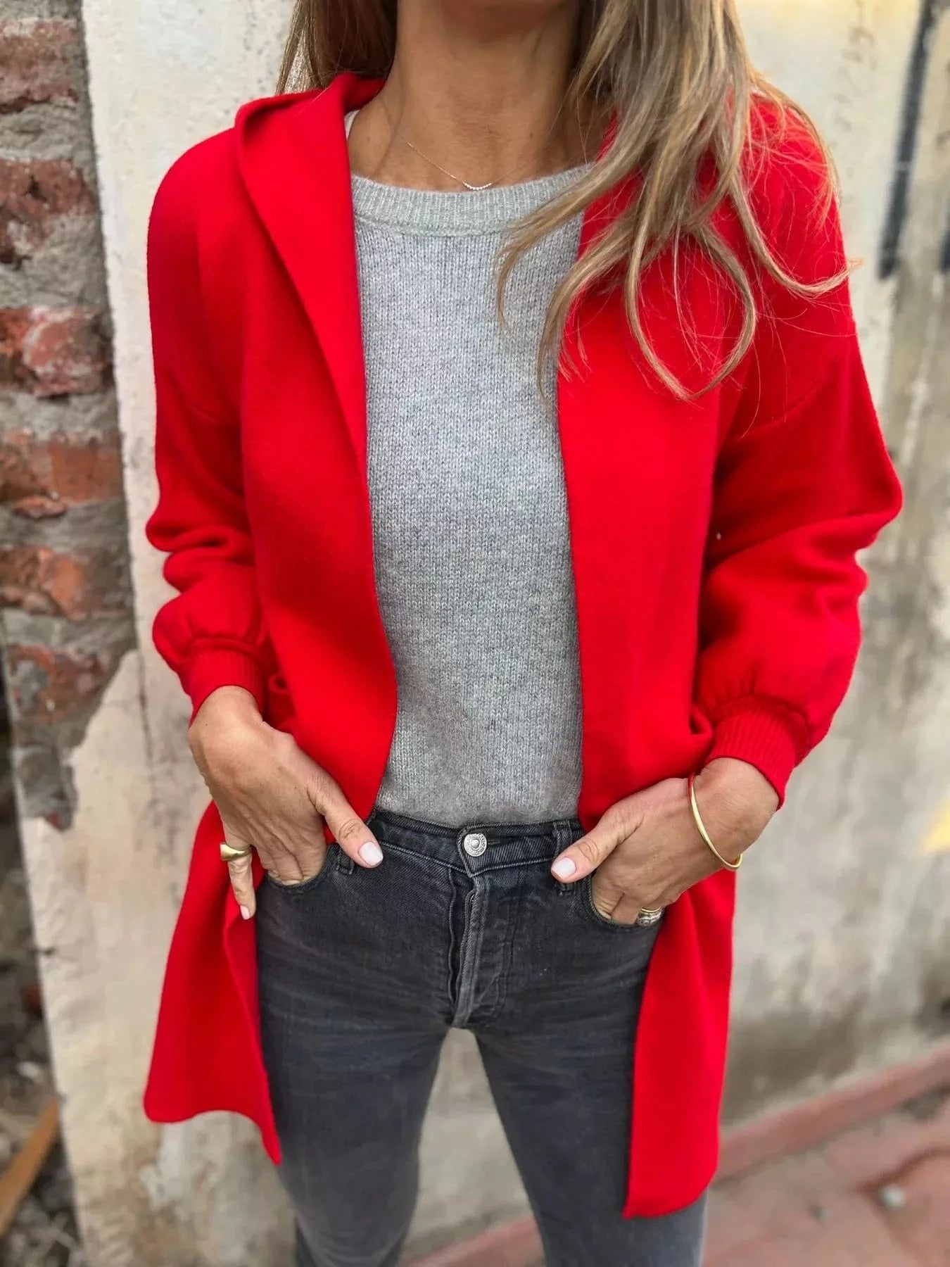 Full Size Open Front Drop Shoulder Hooded Cardigan Plus Size - ShalayeFashion